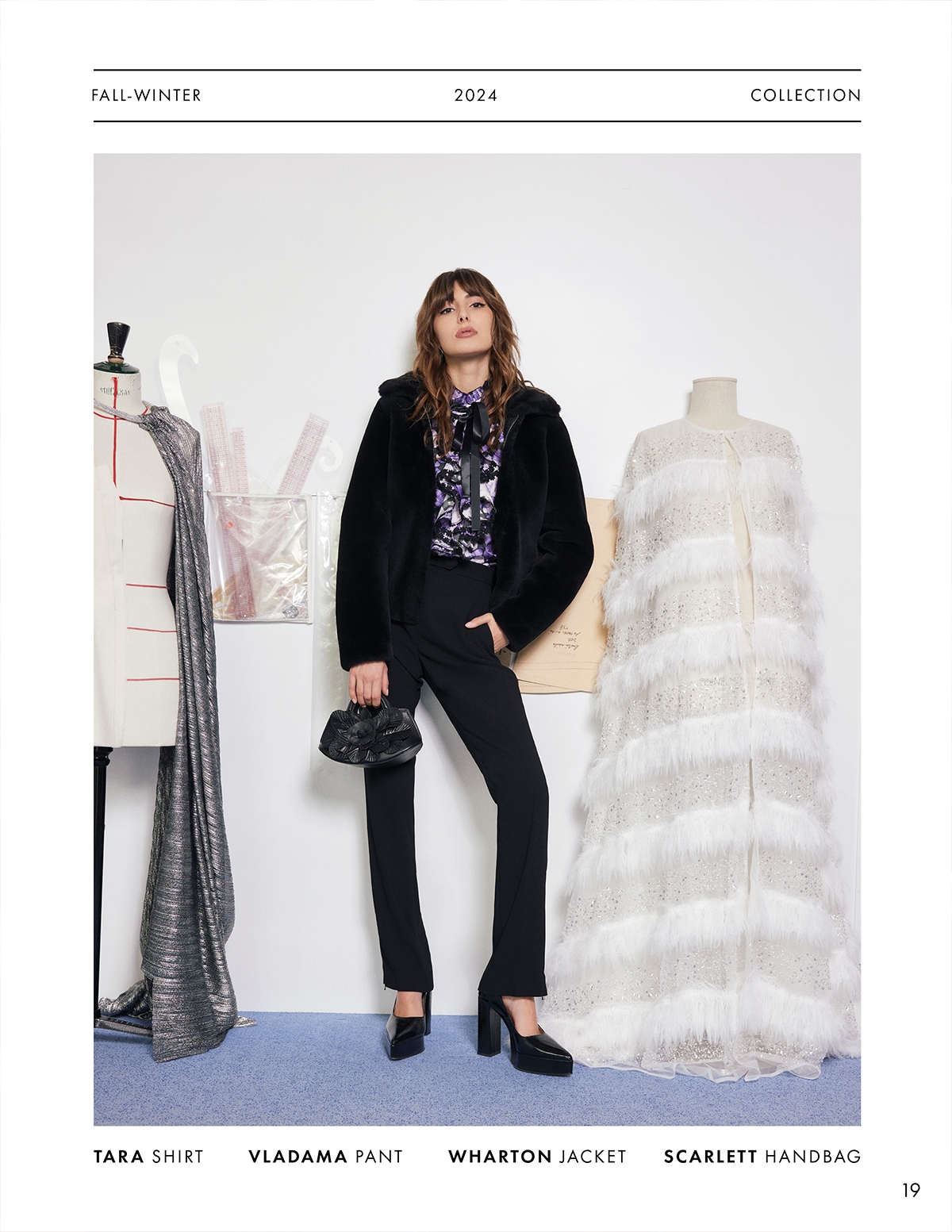 DISCOVER THE TARA SHIRT, VLADAMA PANT, WHARTON JACKET AND SCARLETT HANDBAG FROM DESIGNER ANNE FONTAINE