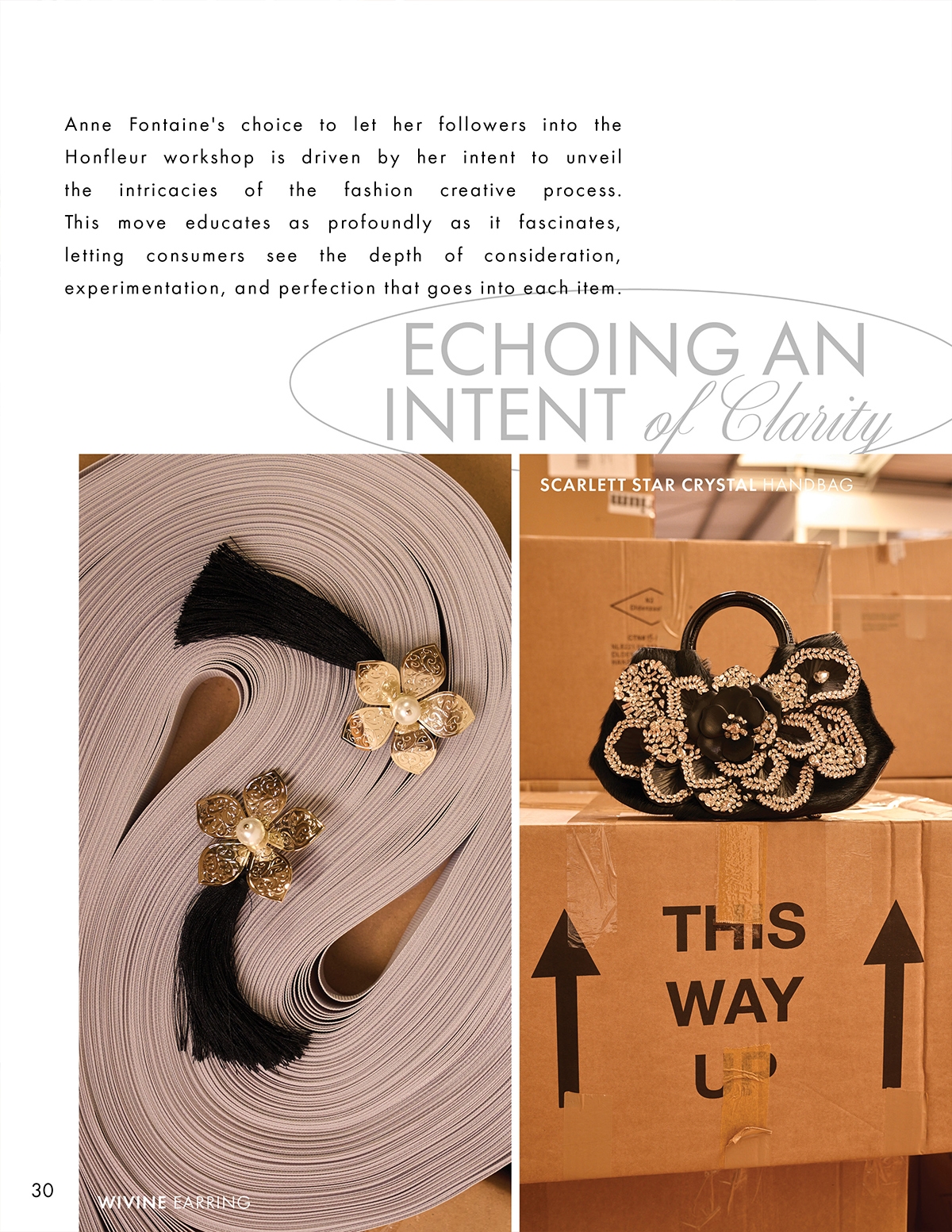 DISCOVER THE WIVINE EARRING AND SCARLETT STAR CRYSTAL HANDBAG FROM DESIGNER ANNE FONTAINE