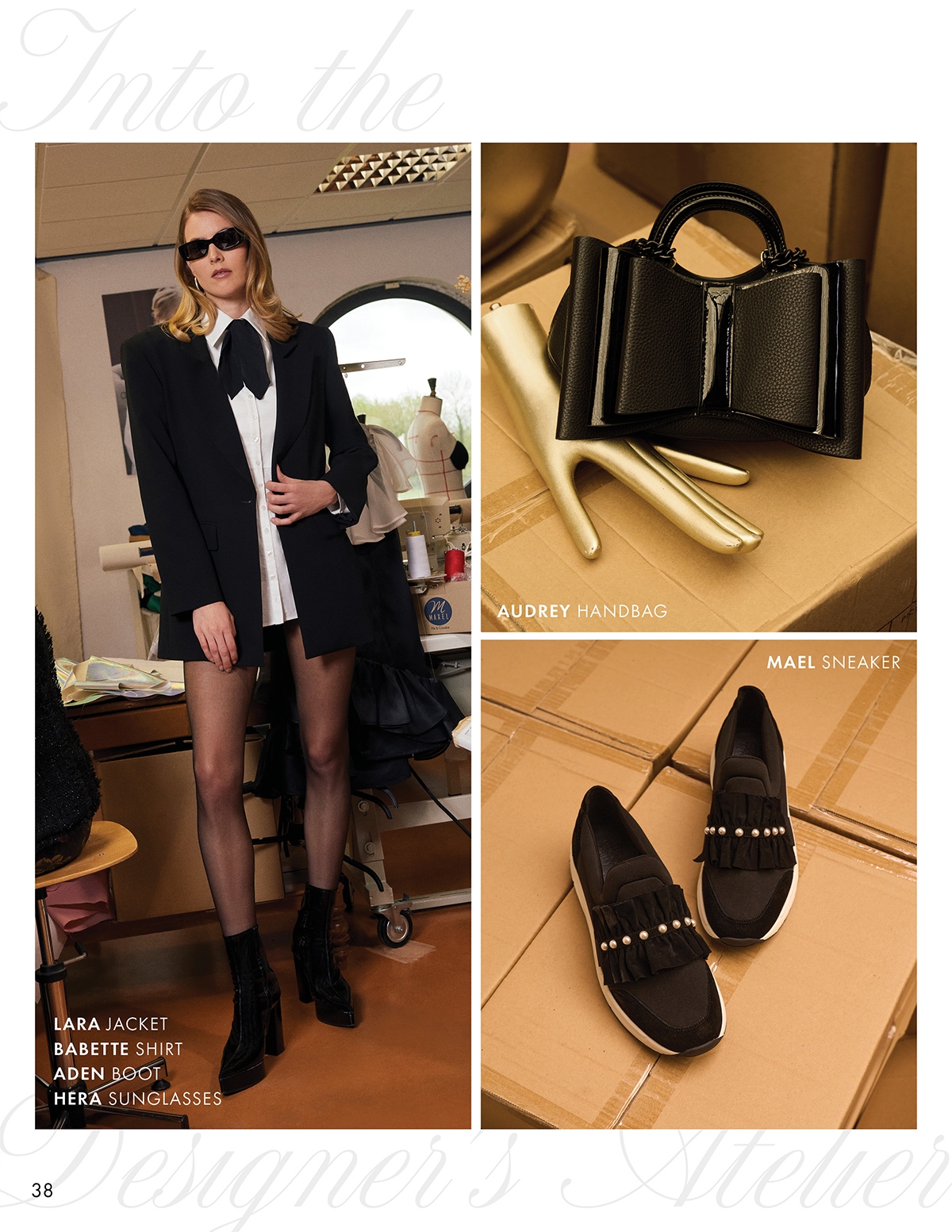 DISCOVER THE LARA JACKET, BABETTE SHIRT, ADEN BOOT, HERA SUNGLASSES, AUDREY HANDBAG AND MAEL SNEAKER FROM DESIGNER ANNE FONTAINE