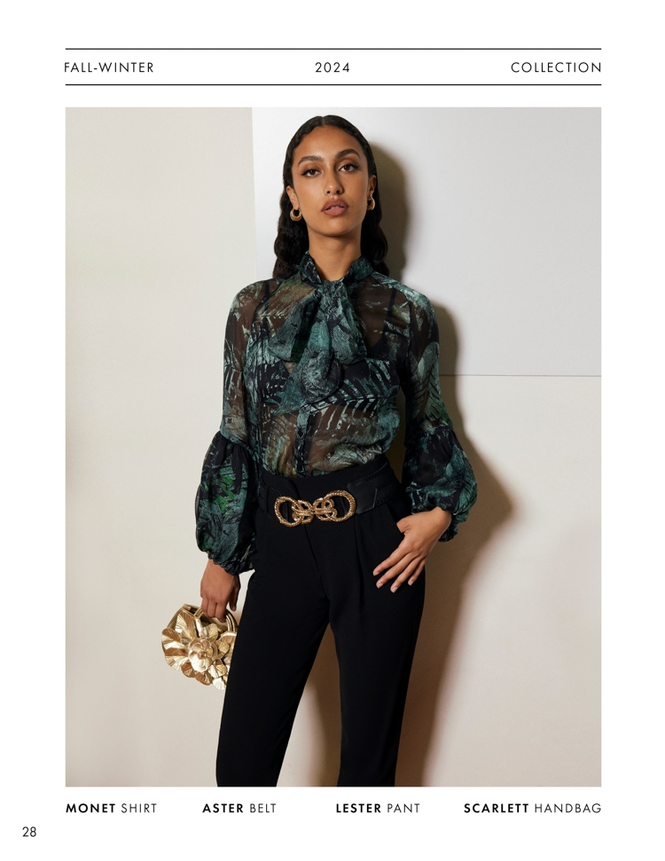 DISCOVER THE MONET SHIRT, ASTER BELT, LESTER PANT AND SCARLETT HANDBAG FROM DESIGNER ANNE FONTAINE