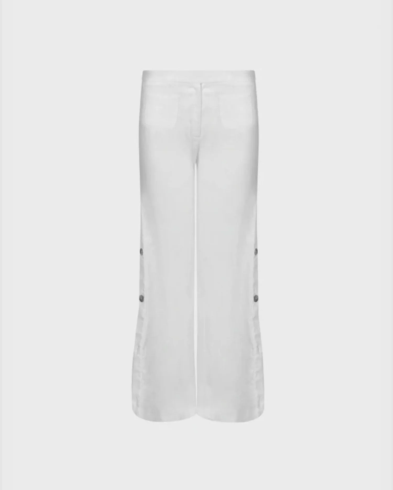 Discover the ILARGI White Wide Leg Linen Pants With Side Slit Openings by designer ANNE FONTAINE.