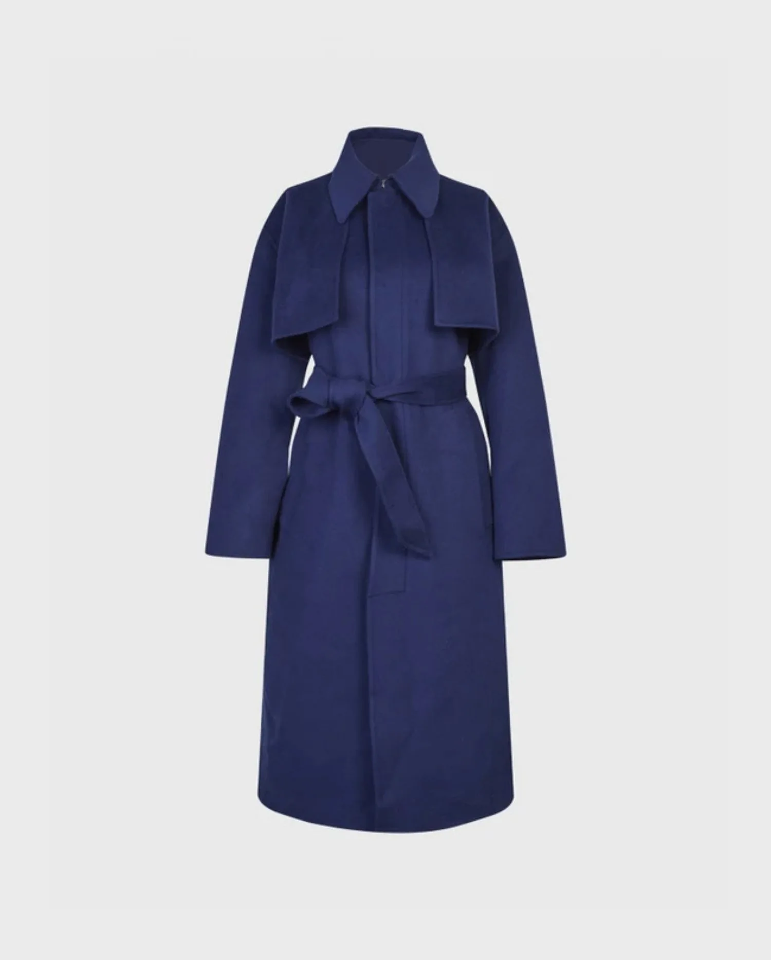 Discover the Josephine Dark Navy Wool Trench Style Coat With Removable Belt by designer ANNE FONTAINE