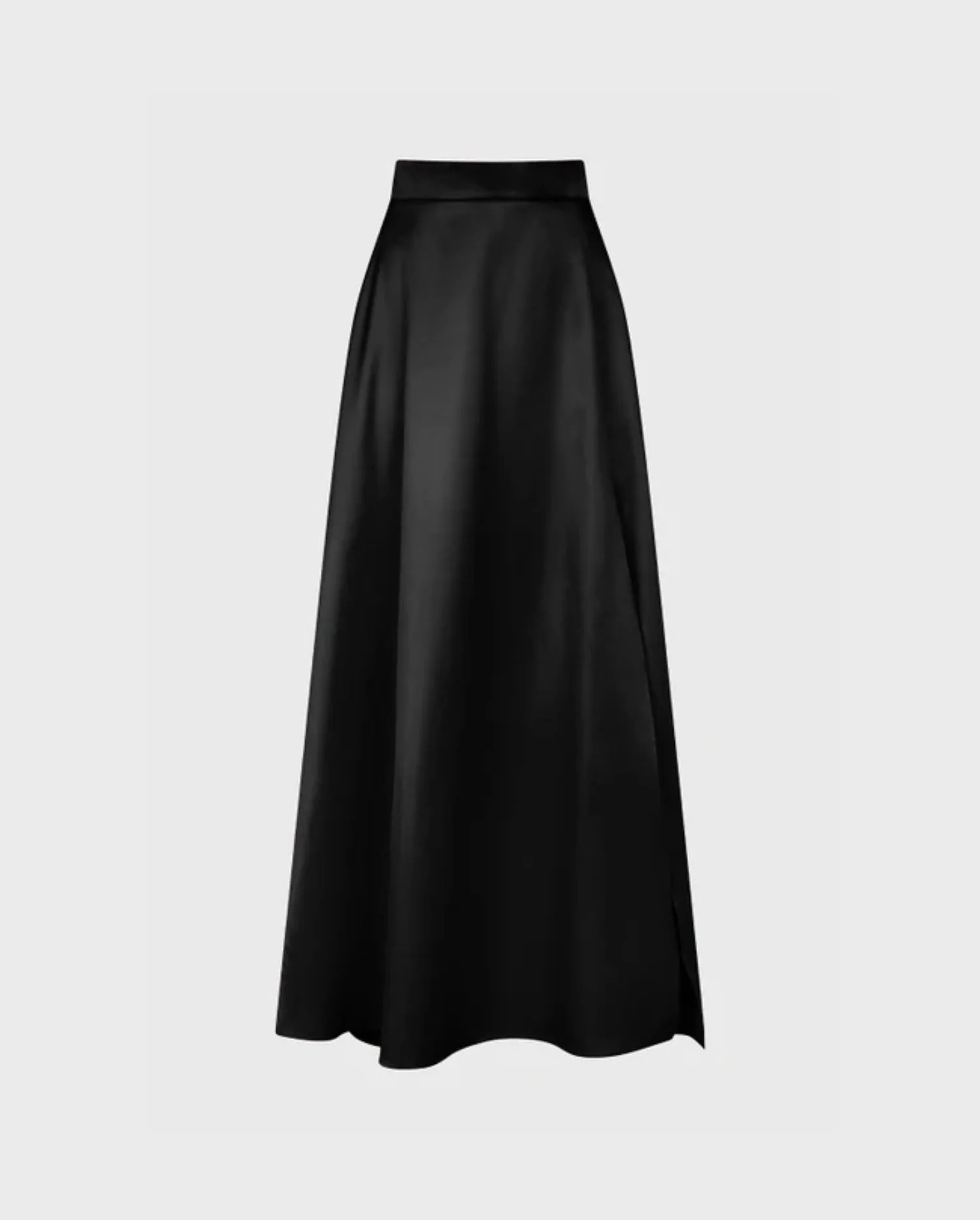 Discover the Joyce Black Satin Maxi Skirt With High Open Slit by designer ANNE FONTAINE