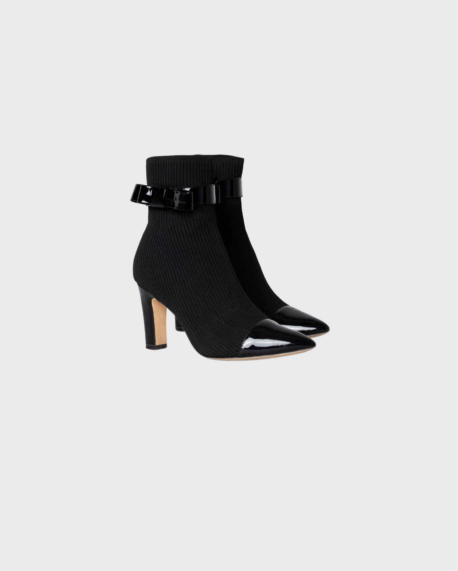 Shop the Black Judy Ribbed Sock Boots With Leather Details from designer Anne Fontaine