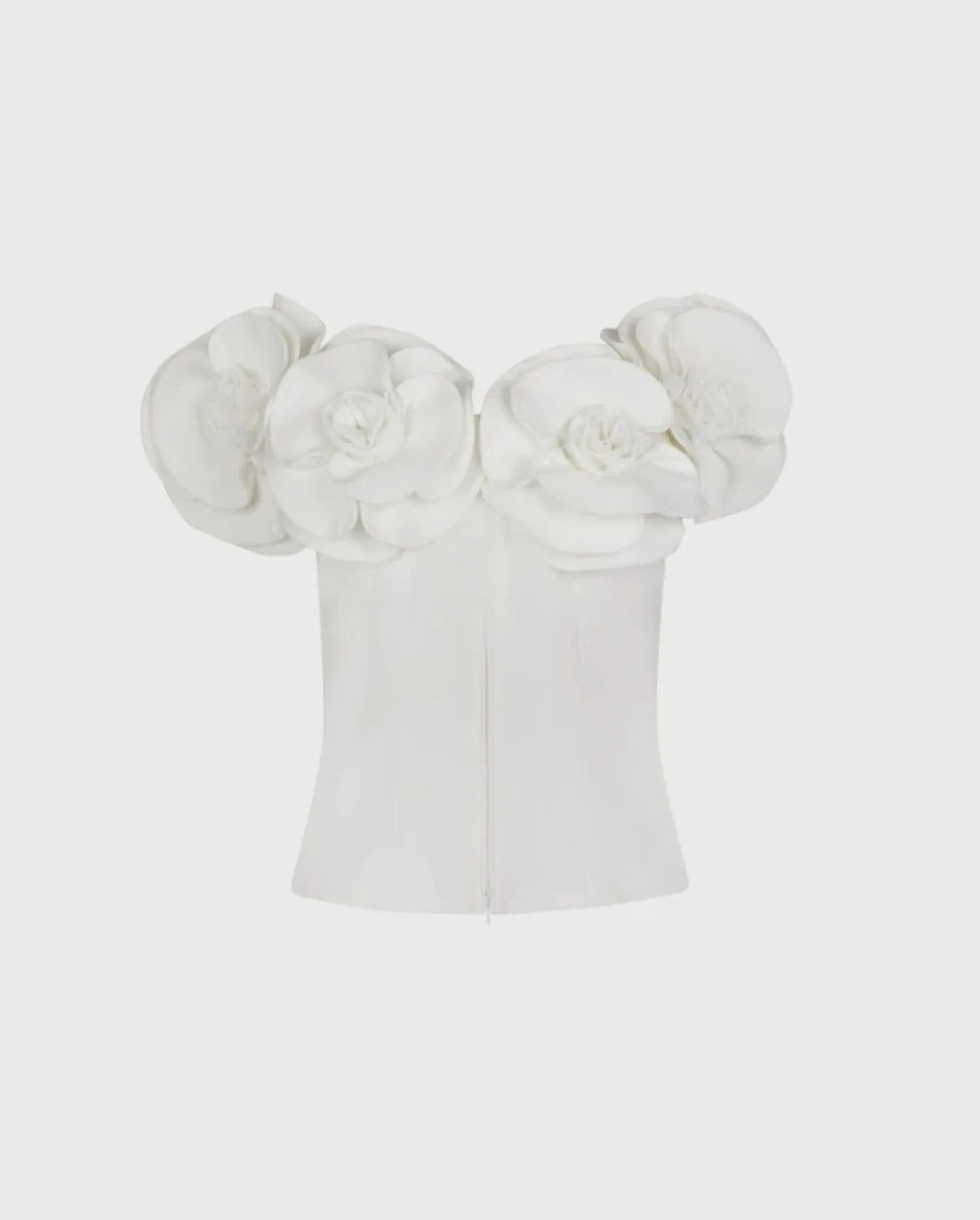 Discover the LEAH White Crepe Sleeveless Shirt With Statement Flower Neckline by designer ANNE FONTAINE