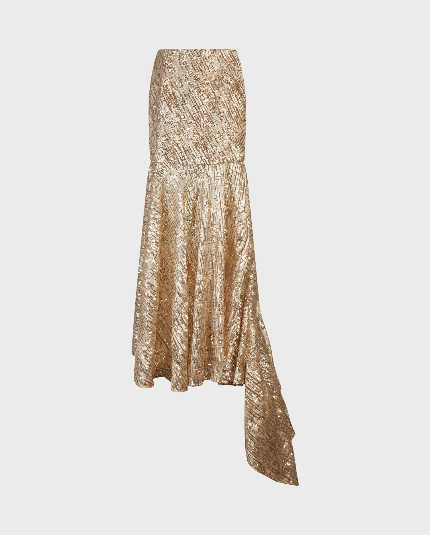 Discover the LYSS Gold Fitted Mermaid Style Maxi Skirt from designer ANNE FONTAINE