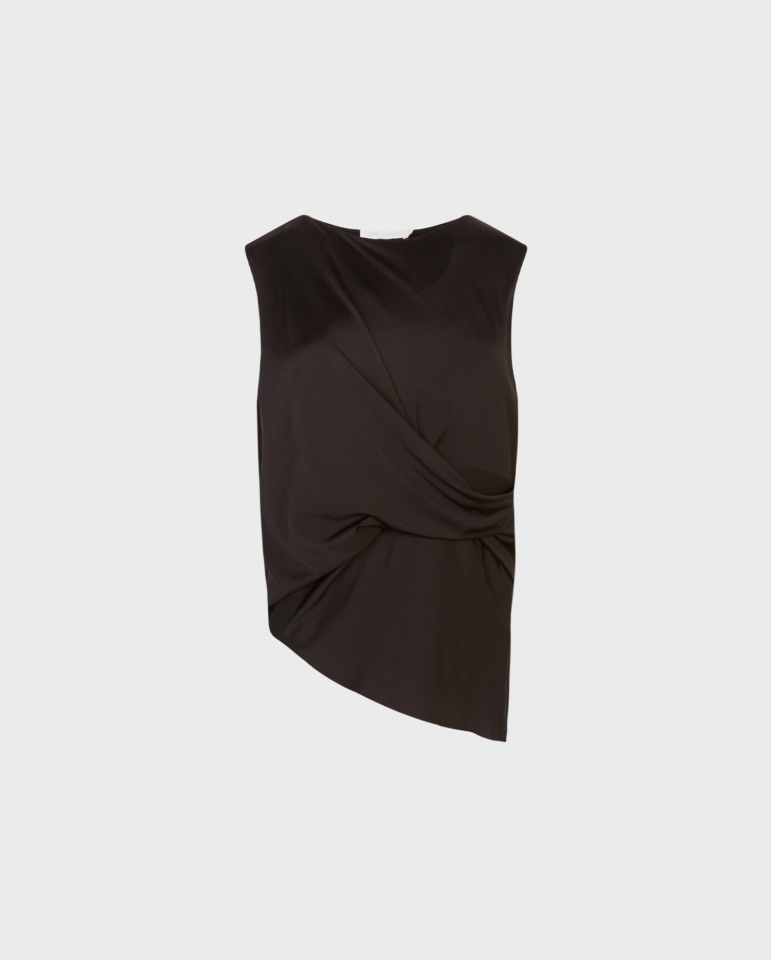 Shop the Black Ladies A-Symmetrical Sleeveless Top With Draping Design from designer Anne Fontaine