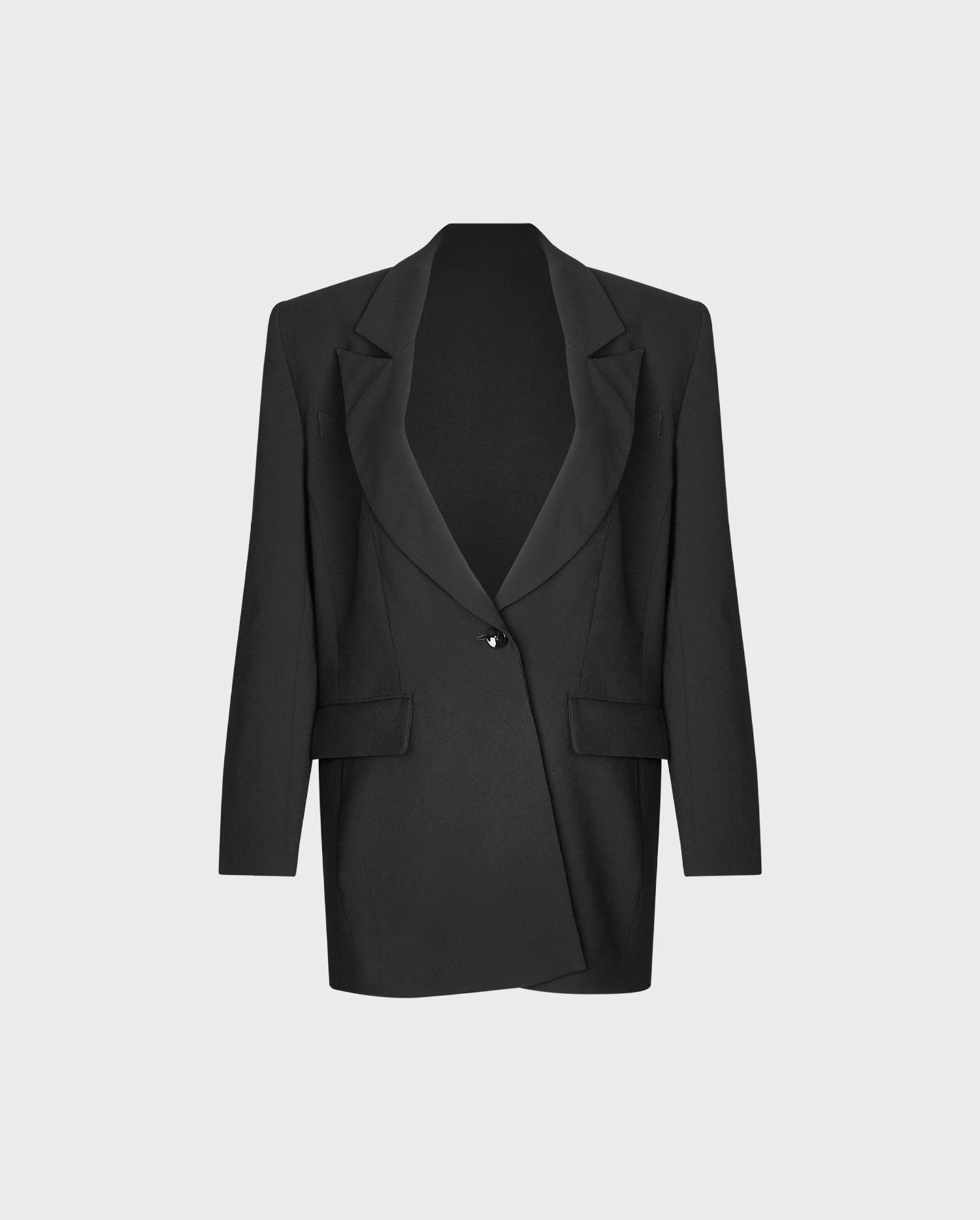 Discover the Lara Black Single Breasted Crepe Blazer With Flap Pockets from designer ANNE FONTAINE