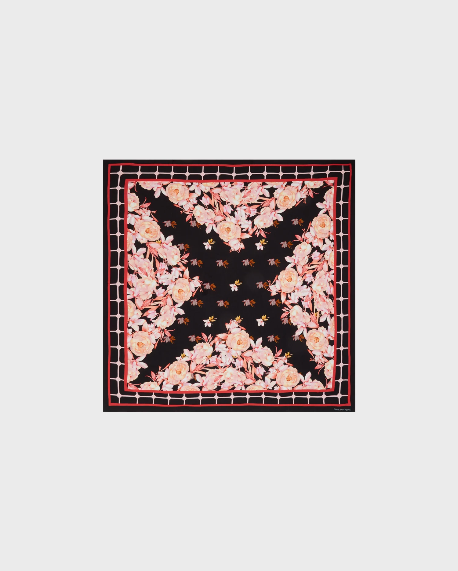 Discover the Marnie Black And Pink Floral Motif Square Scarf from designer ANNE FONTAINE