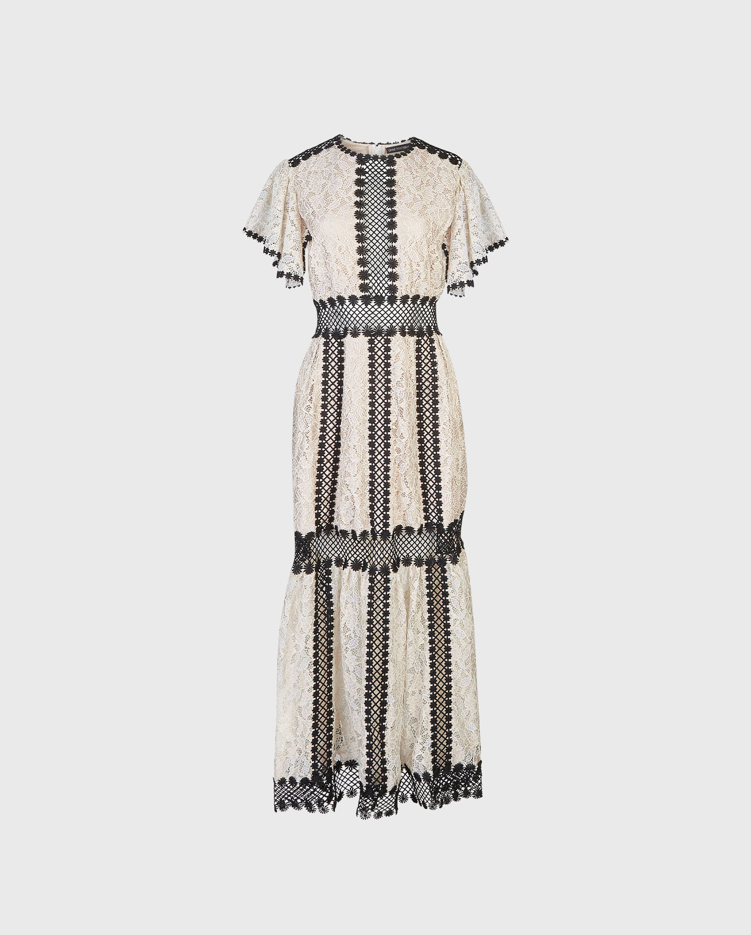 Discover the MARGOT Light Pink Floral Maxi Dress With Daisy Lattice Trim from designer ANNE FONTAINE