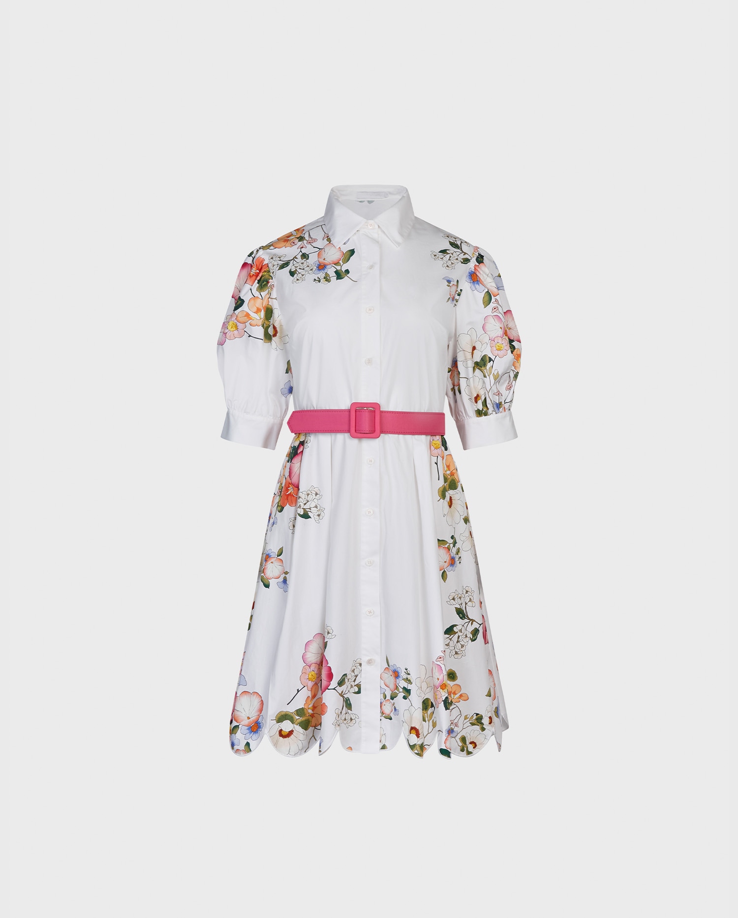Shop the White Mimosa Shirt Dress With Colorful Floral Pattern Details from designer Anne Fontaine