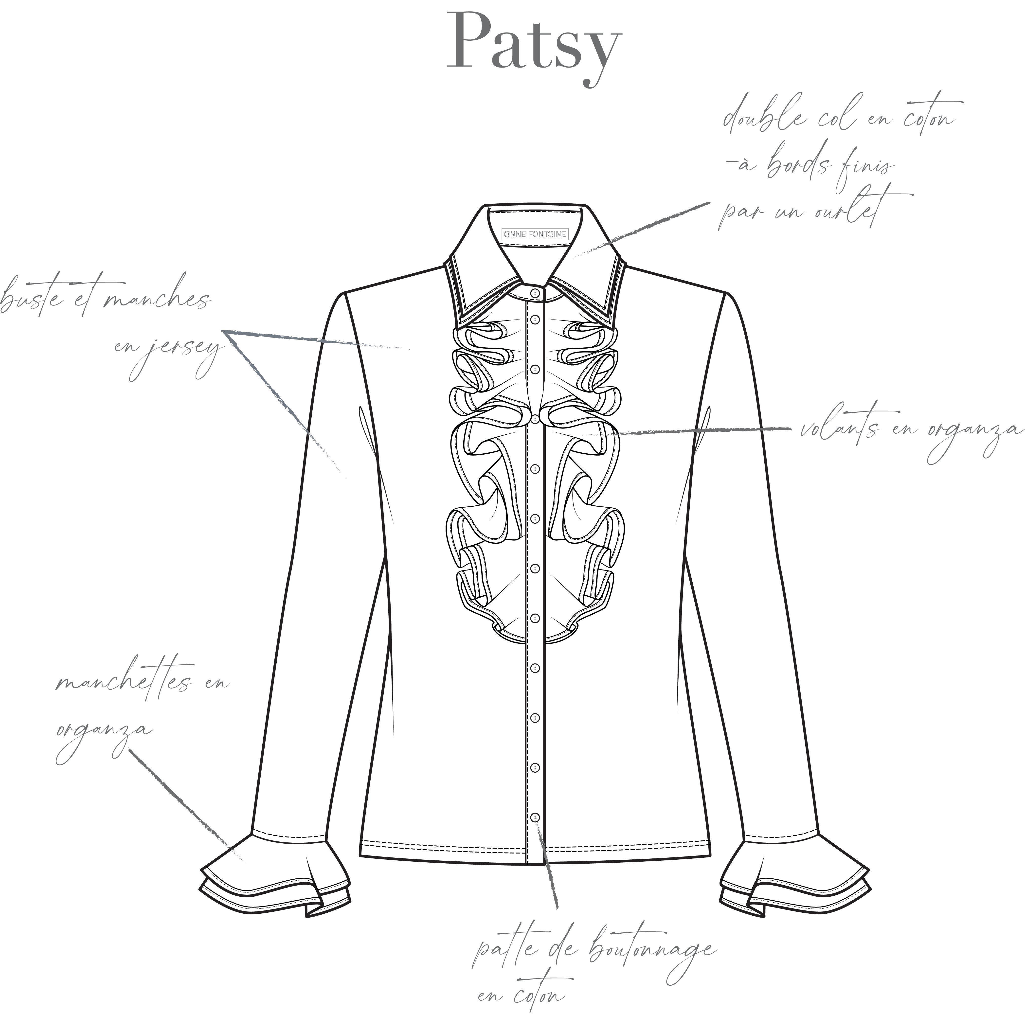 Discover the PATSY White double collar and ruffle pima jersey shirt from ANNE FONTAINE