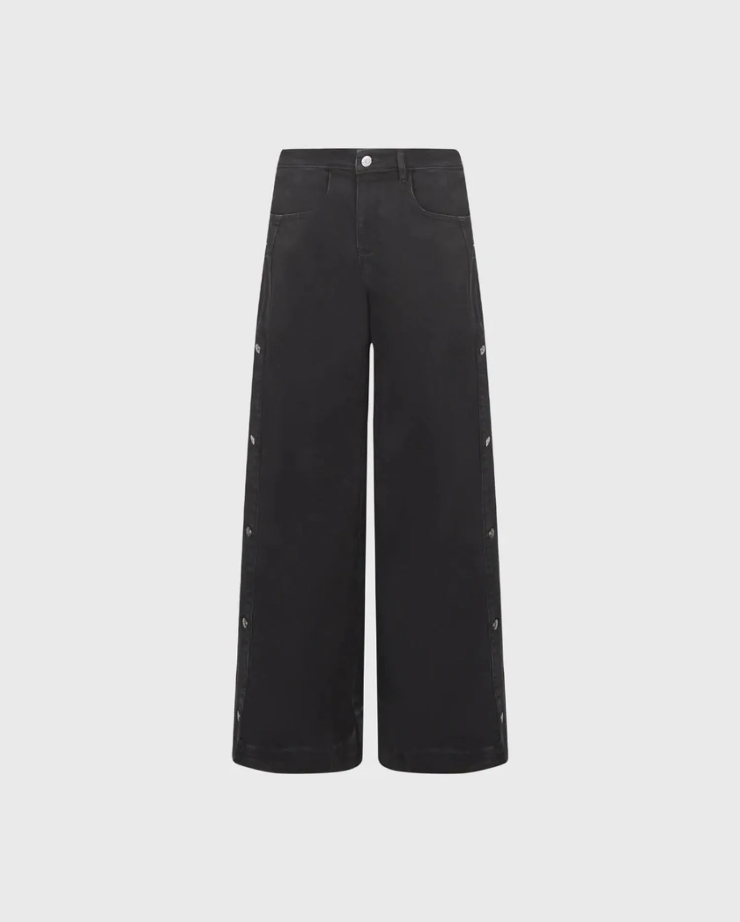 Discover the PRESLEY Black Washed Wide-Legged Denim Jeans With Snap Closures by designer ANNE FONTAINE