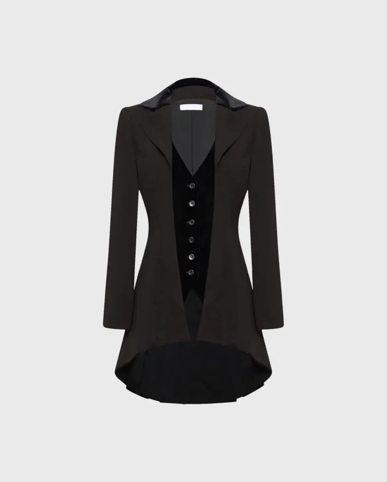 Discover the EMRYS Black Vintage Style Crepe Jacket With a Inserted Velvet Waistcoat by designer ANNE FONTAINE