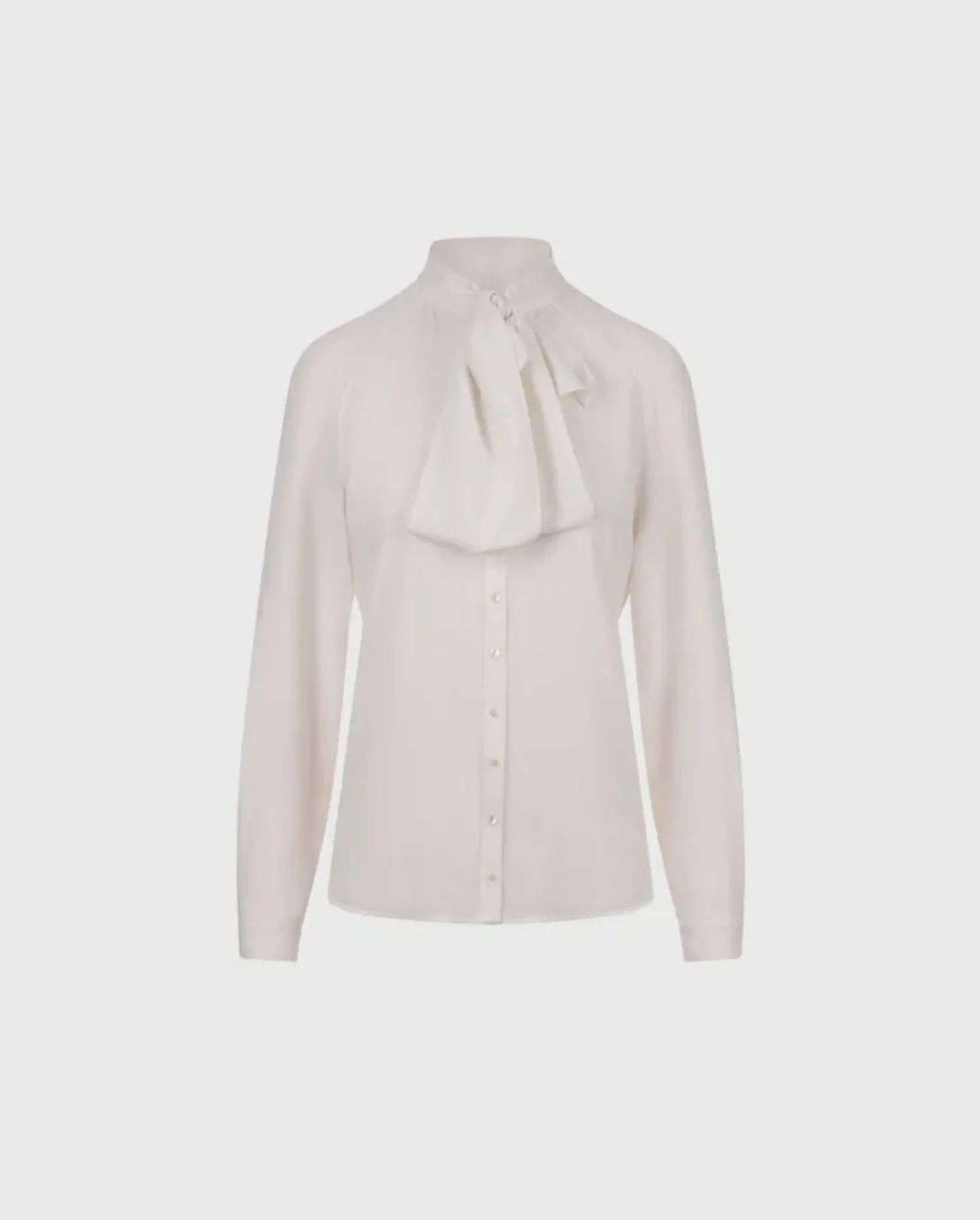Discover the Santana Off White Crepe Shirt With Knotted Tie Collar by designer ANNE FONTAINE.