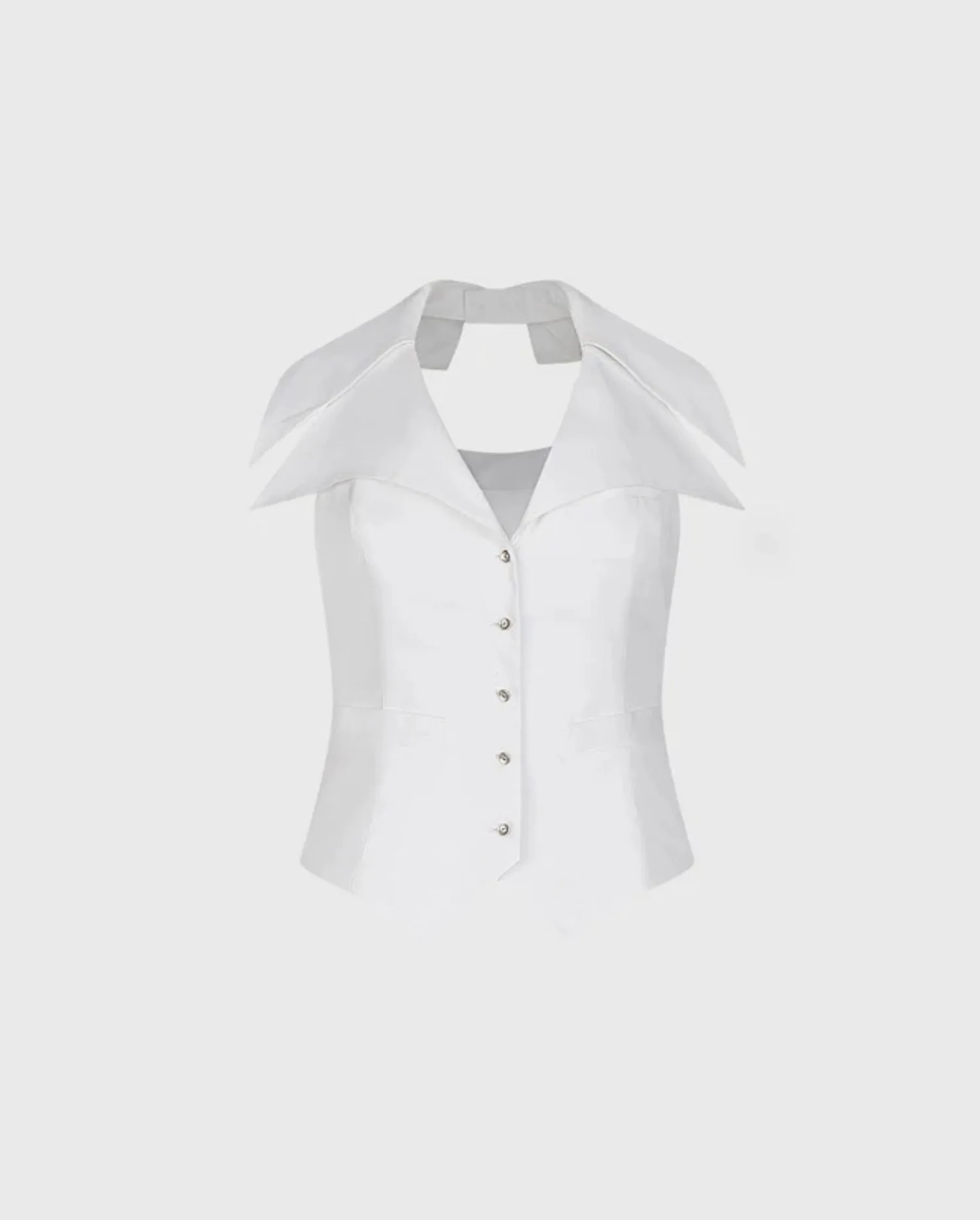 Discover the SOFIA White Cotton Pique Waistcoat With Double Point Collar by designer ANNE FONTAINE.