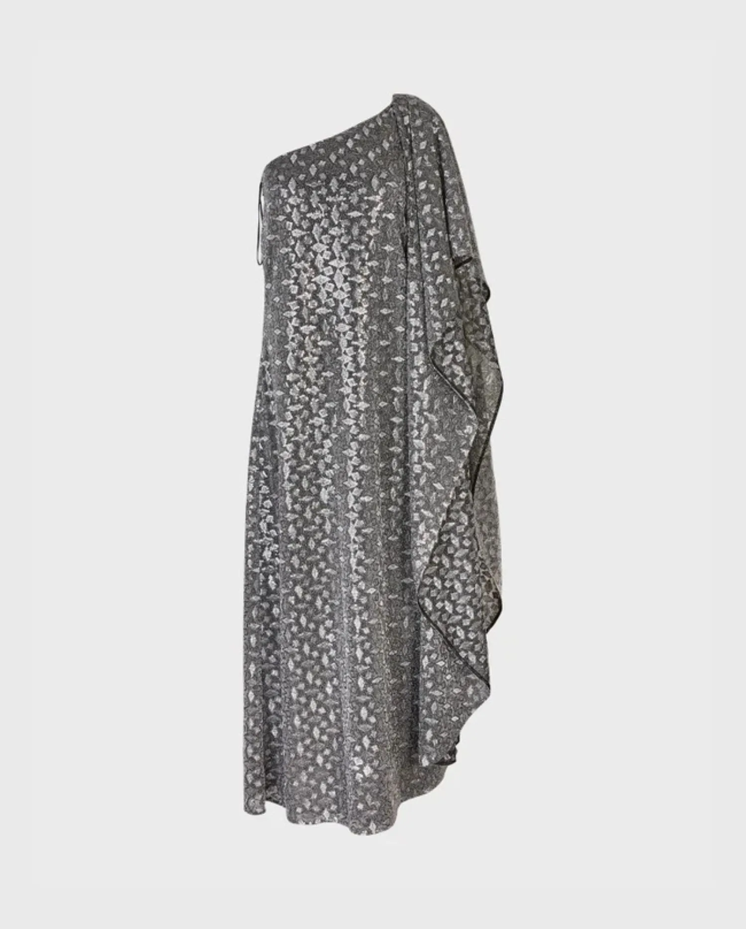 Discover the TRACEE Silver Metallic One Shoulder Bias Cut Maxi Dress by designer ANNE FONTAINE