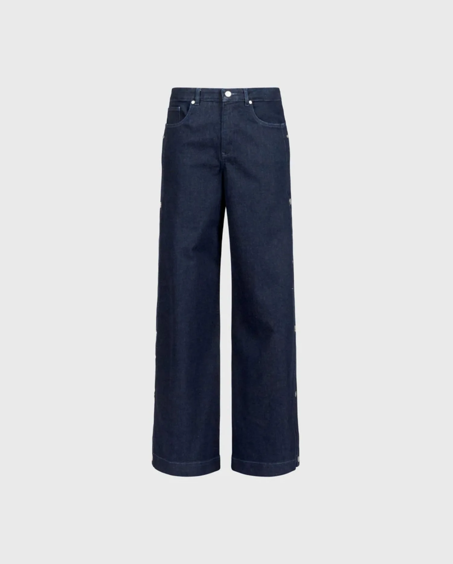 Discover the Presley Dark Blue Washed Jeans With Snaps Along The Side by designer ANNE FONTAINE