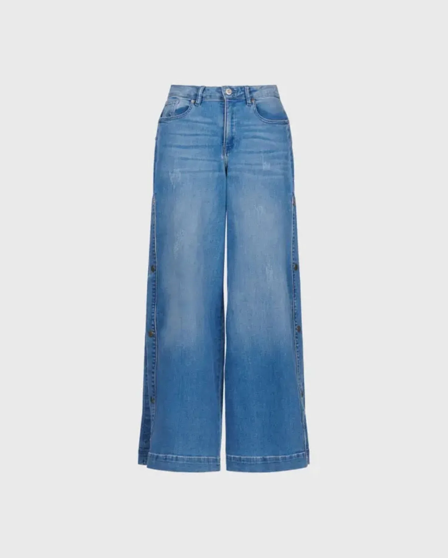 Discover the PRESLEY Blue Wide Leg Denim Jeans With Metal Snaps by designer ANNE FONTAINE