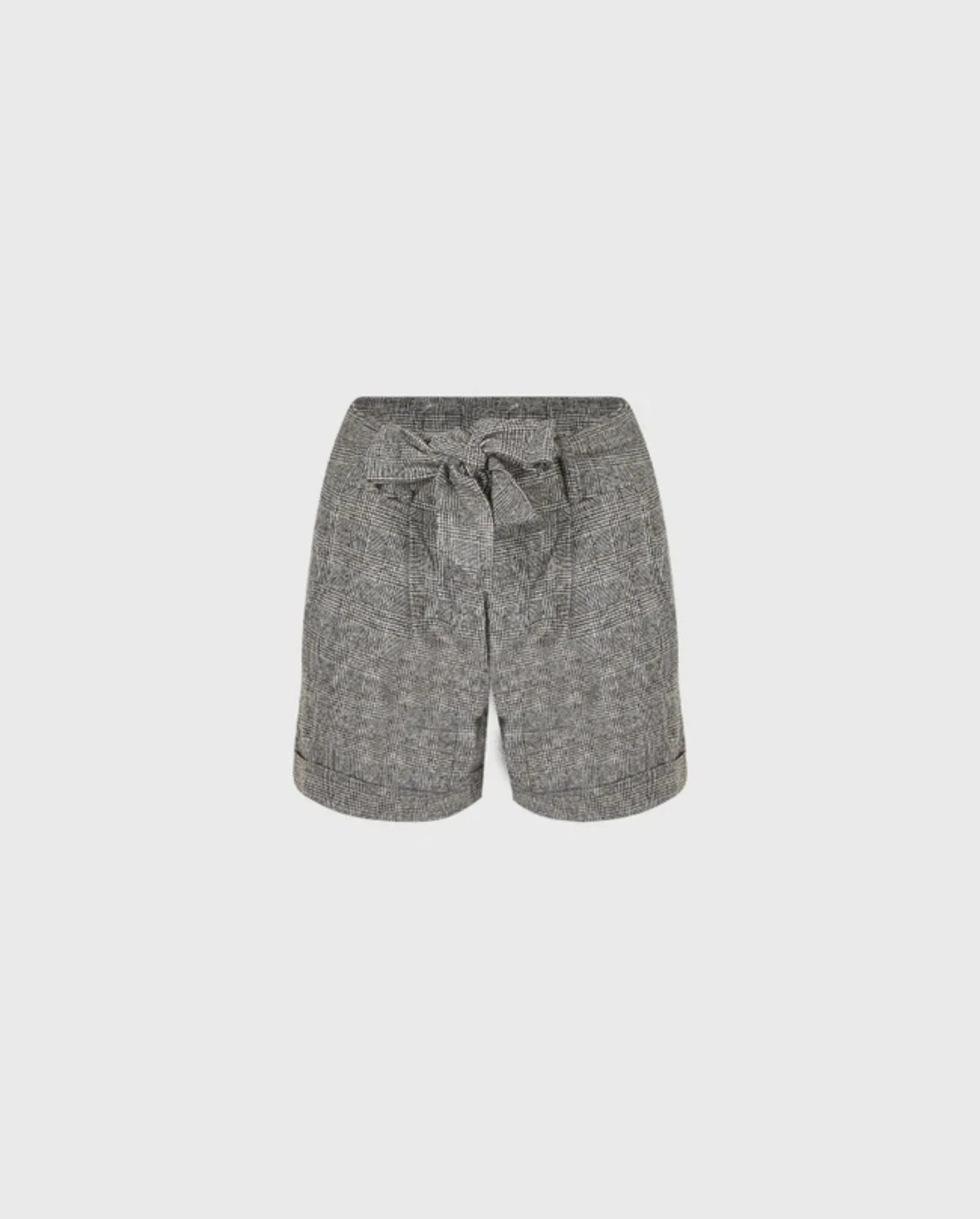 Discover the WILLY Grey Designer Shorts in Glen Plaid with Belt and Pleated Hem by designer ANNE FONTAINE