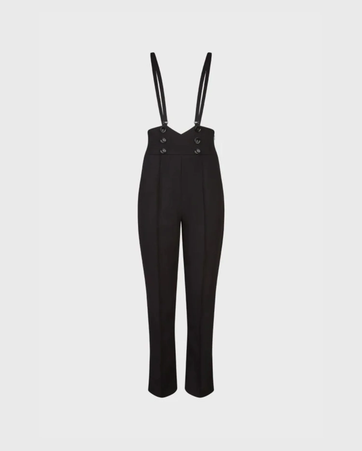 Discover the BLAKE Black Suspender Pant Featuring Cummerbund Waist And Button Details by designer ANNE FONTAINE