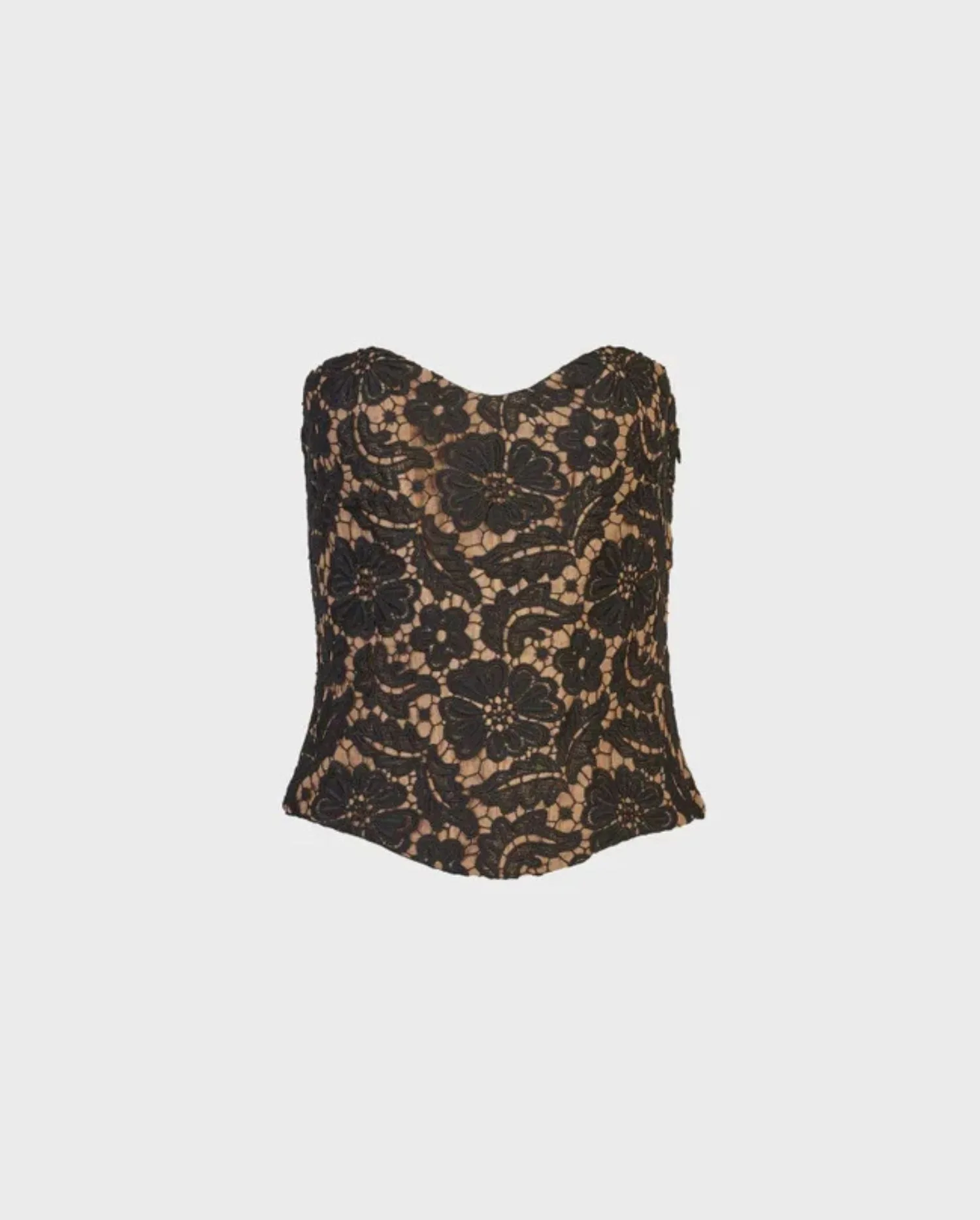 Discover the ALPILLES Black Lace Bustier Top With Adjustable Corset Tie by designer ANNE FONTAINE