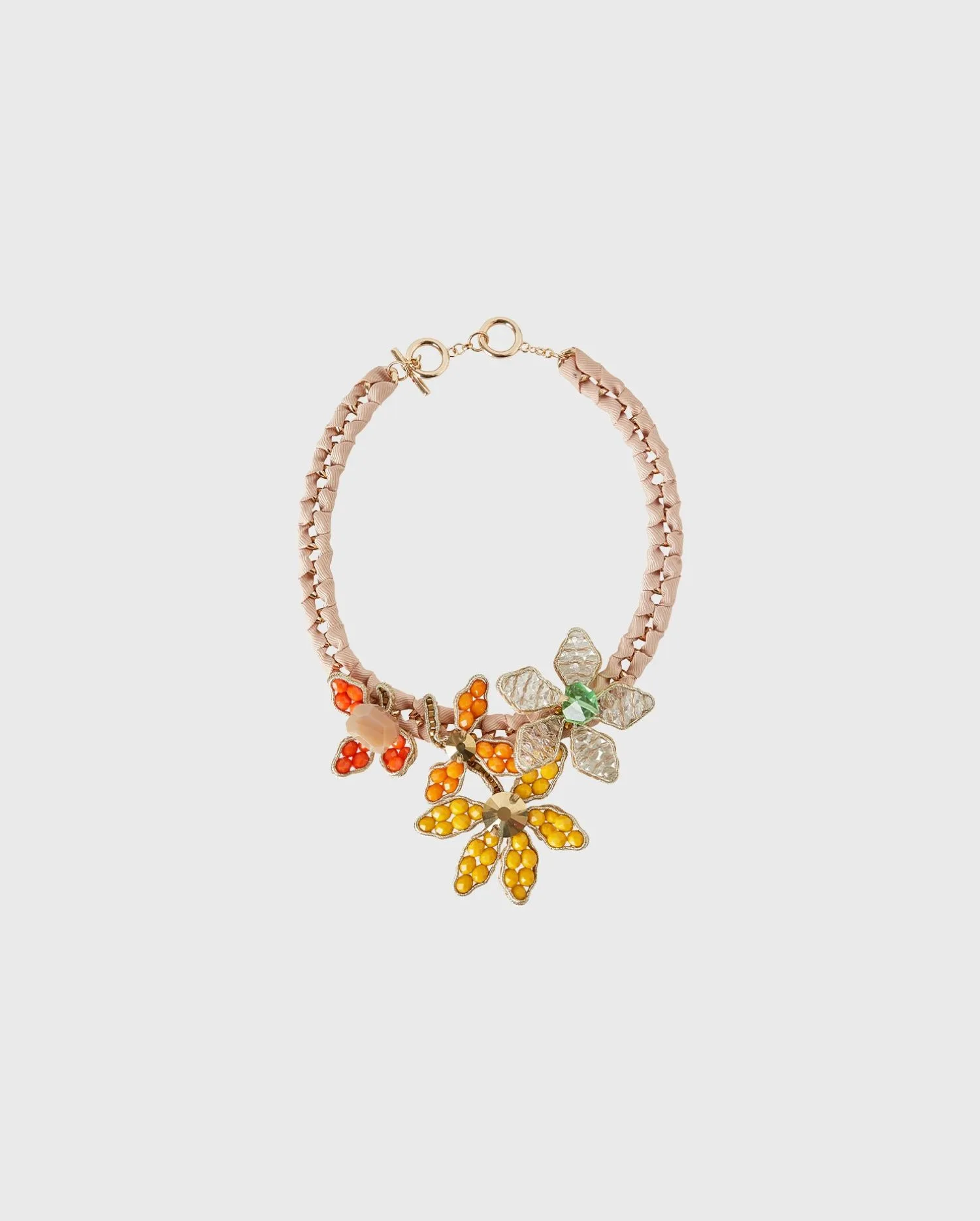 Discover the Acuarela Fabric Wrapped Chain Necklace With Multi-Color Beaded Flowers from designer ANNE FONTAINE