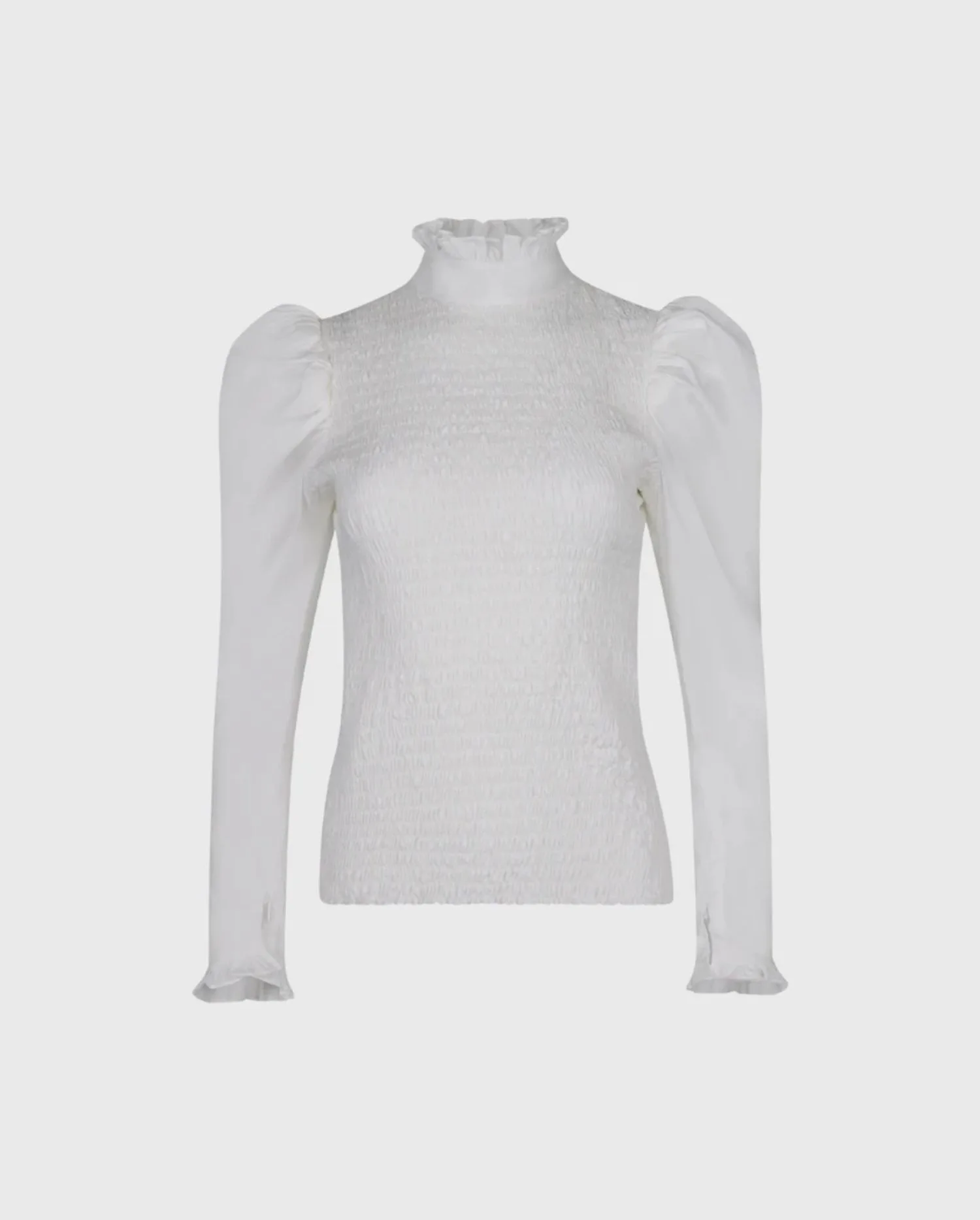 Discover the ADORABLE White Designer Top With Puff Sleeves And Ruffle Details by designer ANNE FONTAINE 