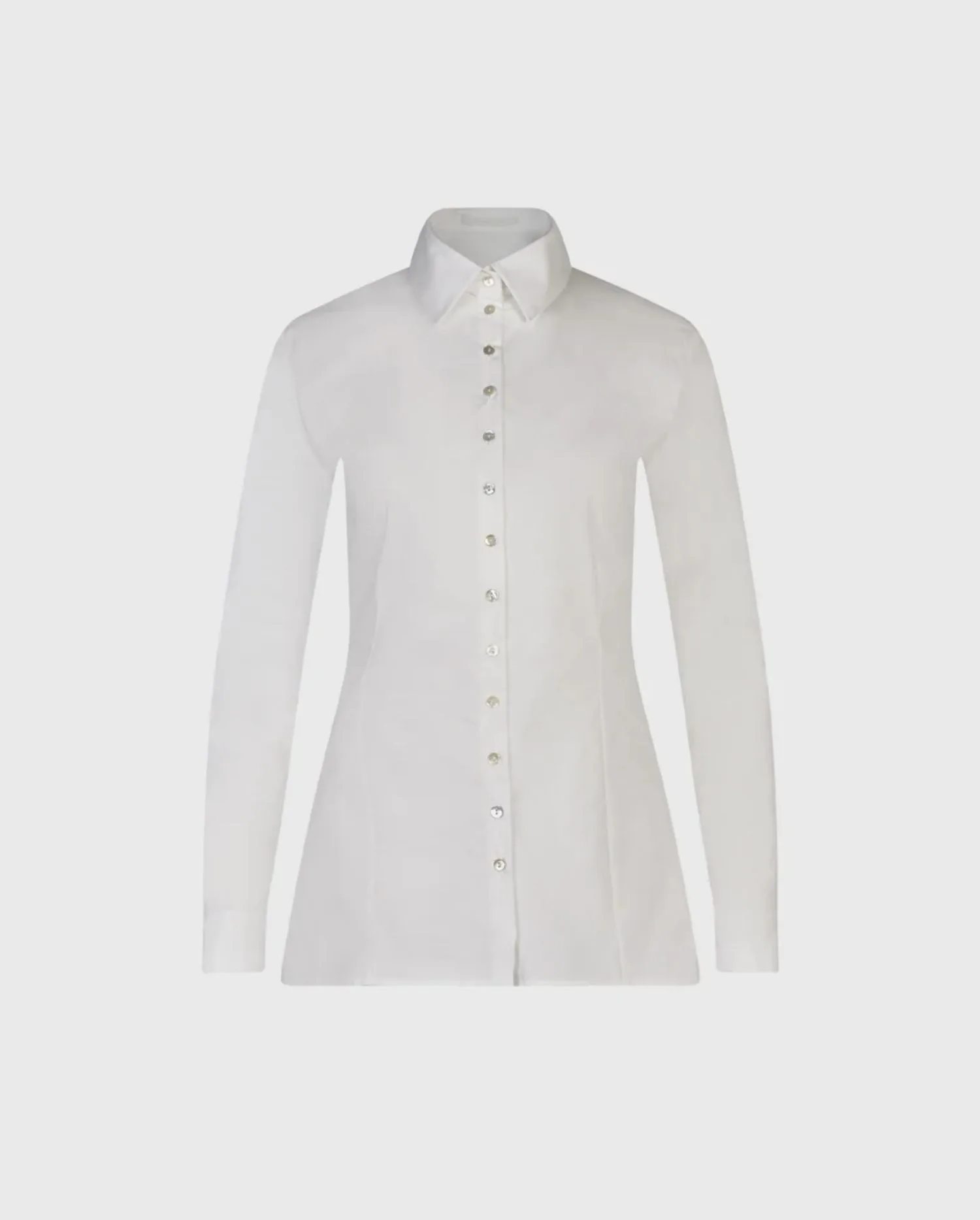 Discover the LARRYTON Plain White Cotton Long Sleeve Shirt With Classic Collar and Button Front by designer ANNE FONTAINE 