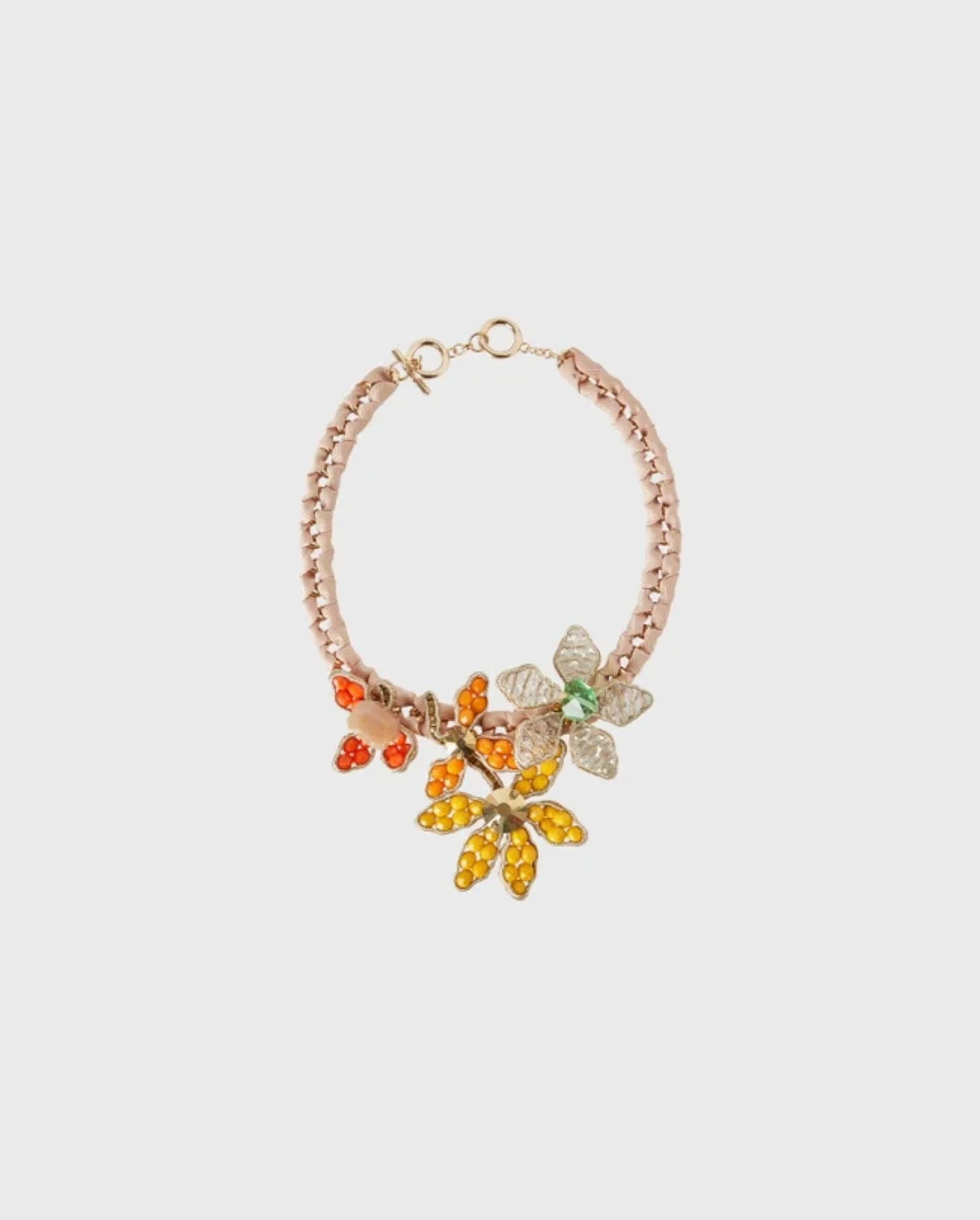 Discover the ACUARELA Fabric Wrapped Chain Necklace With Multi-Color Beaded Flowers by designer ANNE FONTAINE