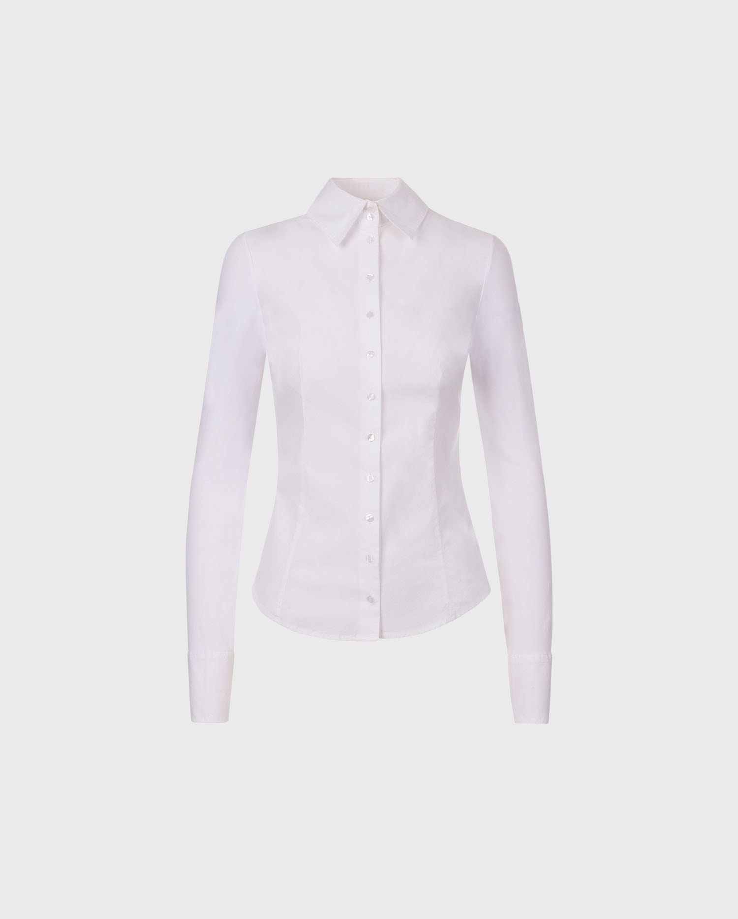 Explore the AMANTINE fitted and tailored white cotton button down shirt from designer ANNE FONTAINE