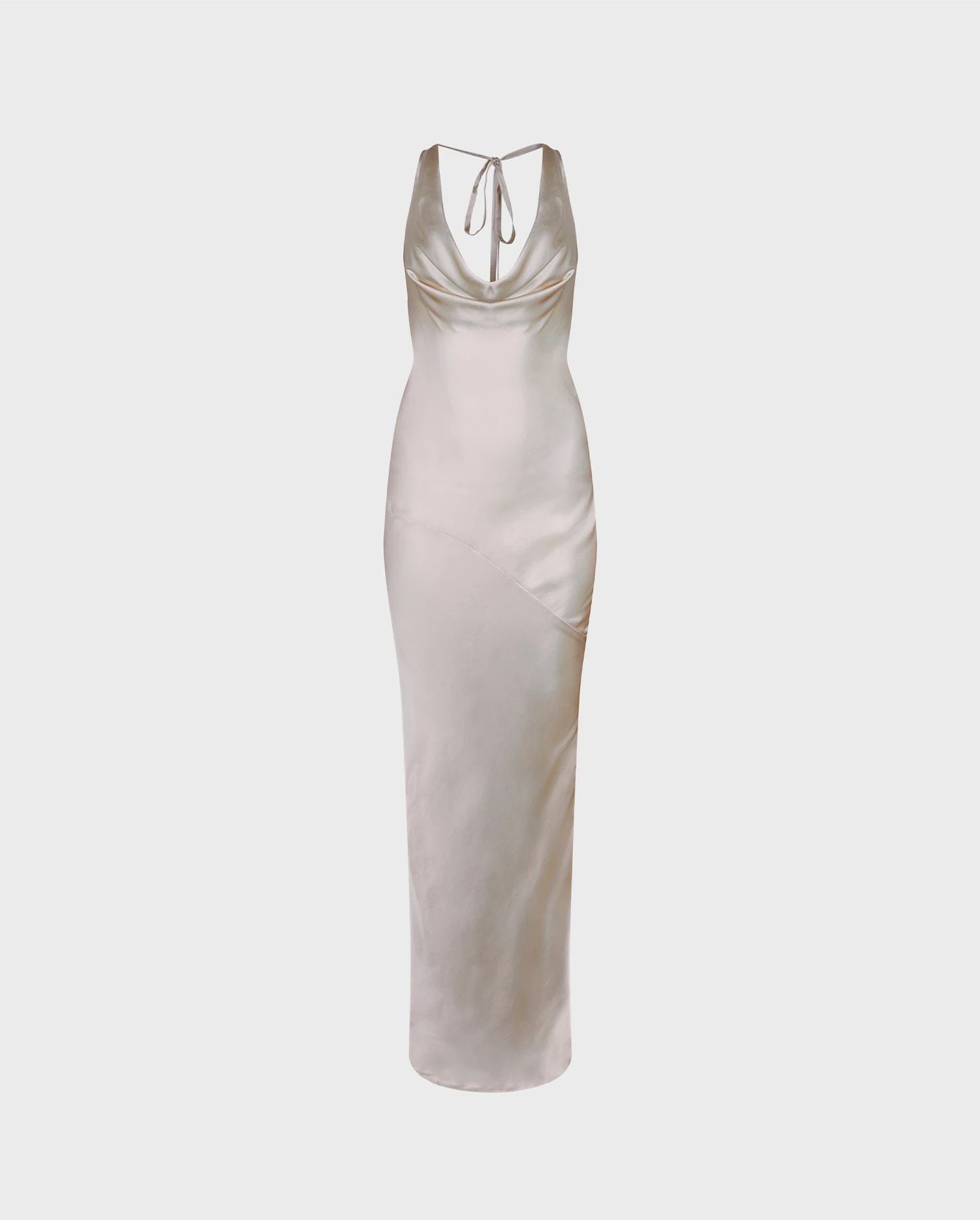 Discover the ART Beige Long Length Straight Column Dress With Cowl Neck from designer ANNE FONTAINE