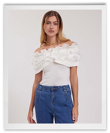 Discover the DESSIN White Off The Shoulder Luxury Knit Pullover Sweater