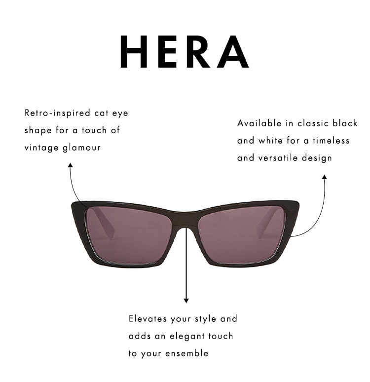 Discover the HERA Black and White Retro Cat Eye Sunglasses from designer ANNE FONTAINE