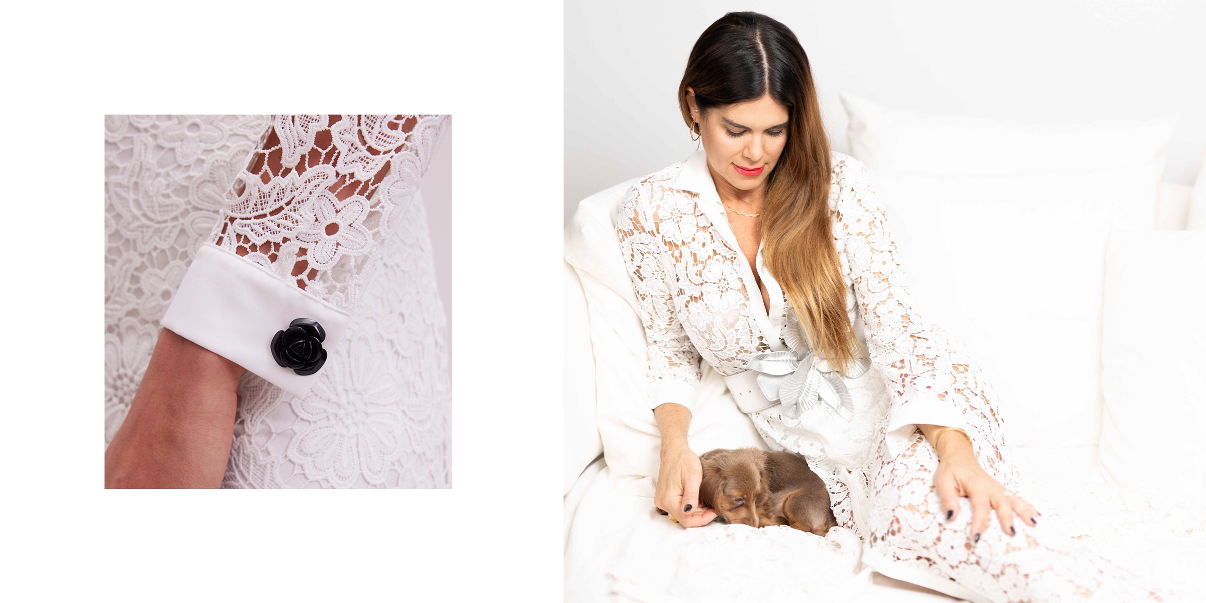 Discover the VIOLETA Semi-sheer Floral Lace Long Dress from designer ANNE FONTAINE