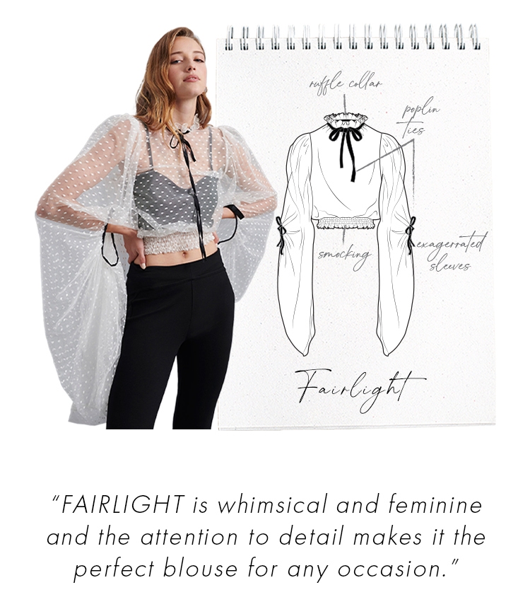 Discover the FAIRLIGHT Sheer blouse with dot embroidery and exaggerated sleeves from ANNE FONTAINE