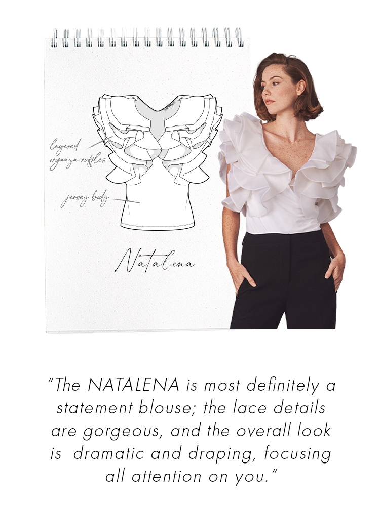 Discover the NATALENA White Pima Jersey Shirt With Flounced Organza Sleeves from ANNE FONTAINE