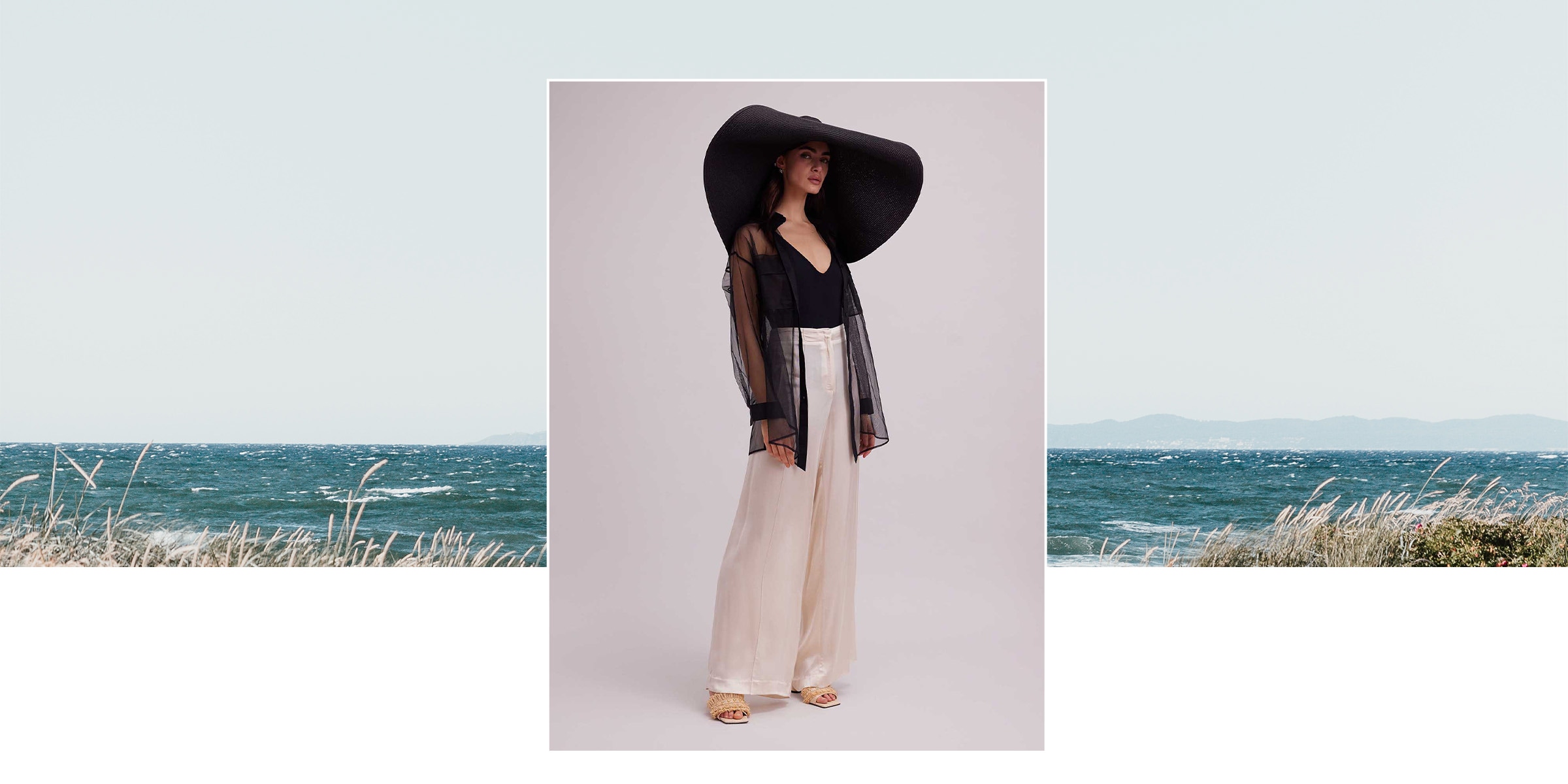 Discover the BRASILIA Sheer Black Oversized Shirt With Front Flap Pockets from ANNE FONTAINE