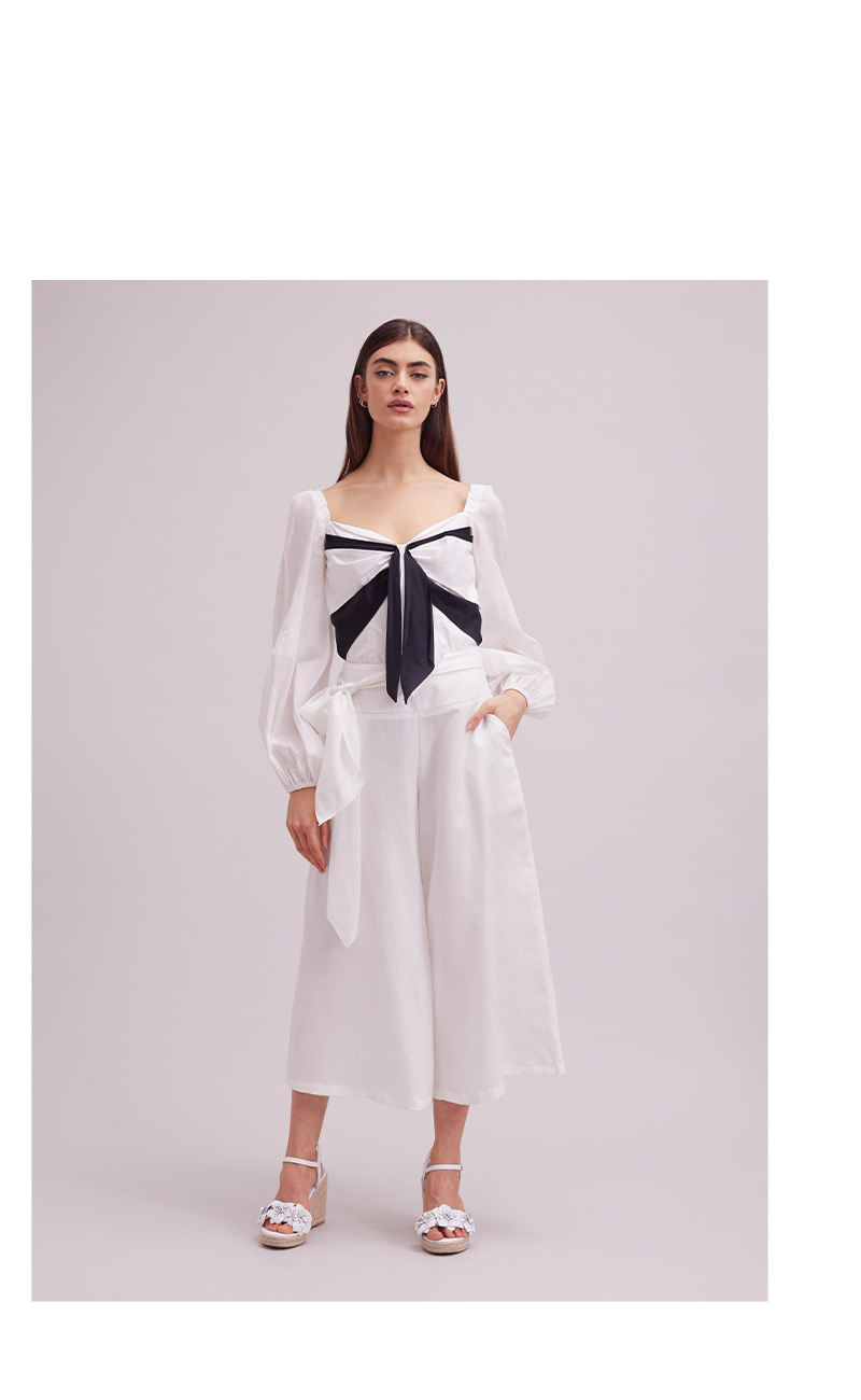 Discover the QUARTZ White Cropped Wide Leg Linen Pant