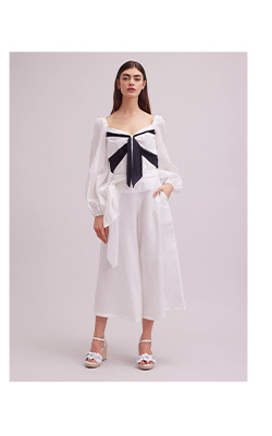 Discover the QUARTZ White Cropped Wide Leg Linen Pant