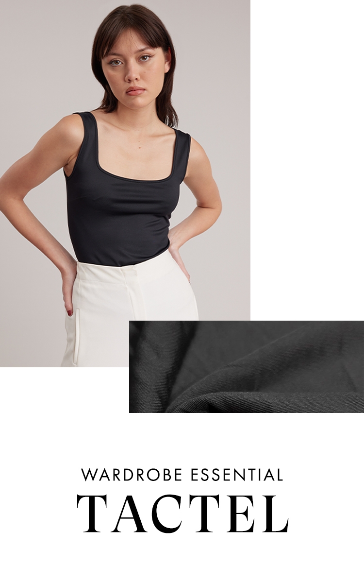 Discover the LADY Black Wide Strap Stretch Knit Camisole