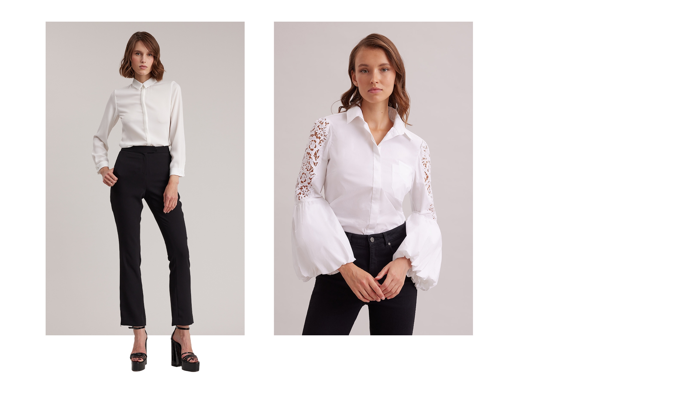  Que vous recherchiez l'élégance ou que vous souhaitiez rehausser votre look, la chemise blanche est l'élément de base le plus chic. Elle peut vous accompagner d'un brunch sur la plage à un dîner en tête-à-tête, à chaque moment de la journée.