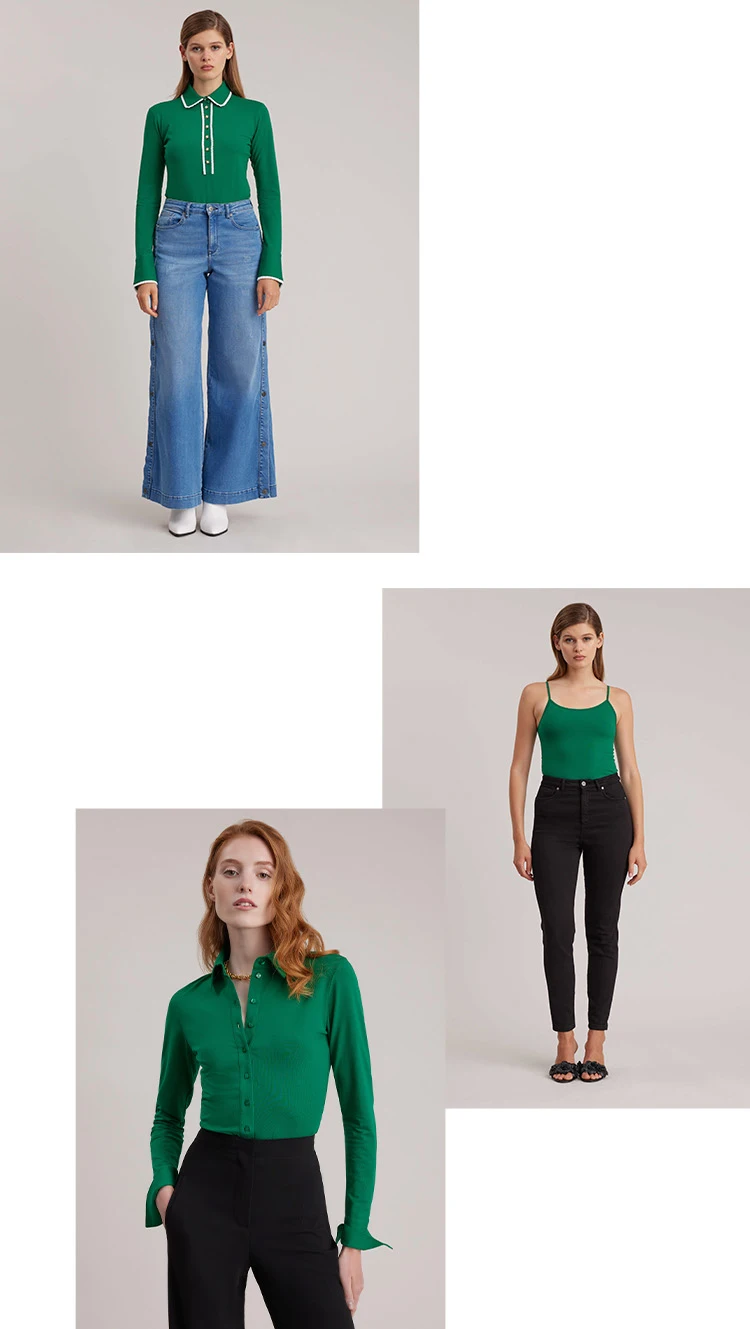 The new Pre-Fall 2023 Collection from Anne Fontaine features vibrant green colorways that illuminate the designer's affinity for the wild, untamed beauty of nature. Green represents an endless array of tonalities and hues, from lush forests to sun-soaked 