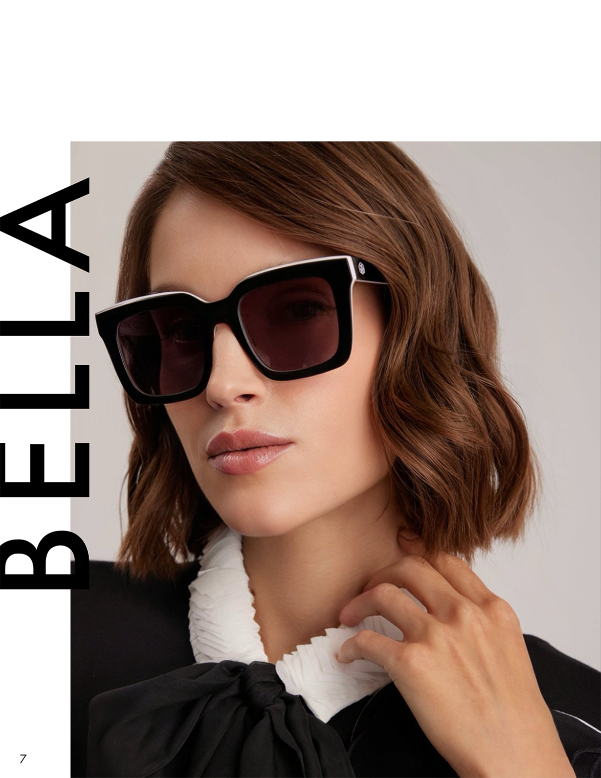 Discover the BELLA Black and White Square Frame Sunglasses from ANNE FONTAINE