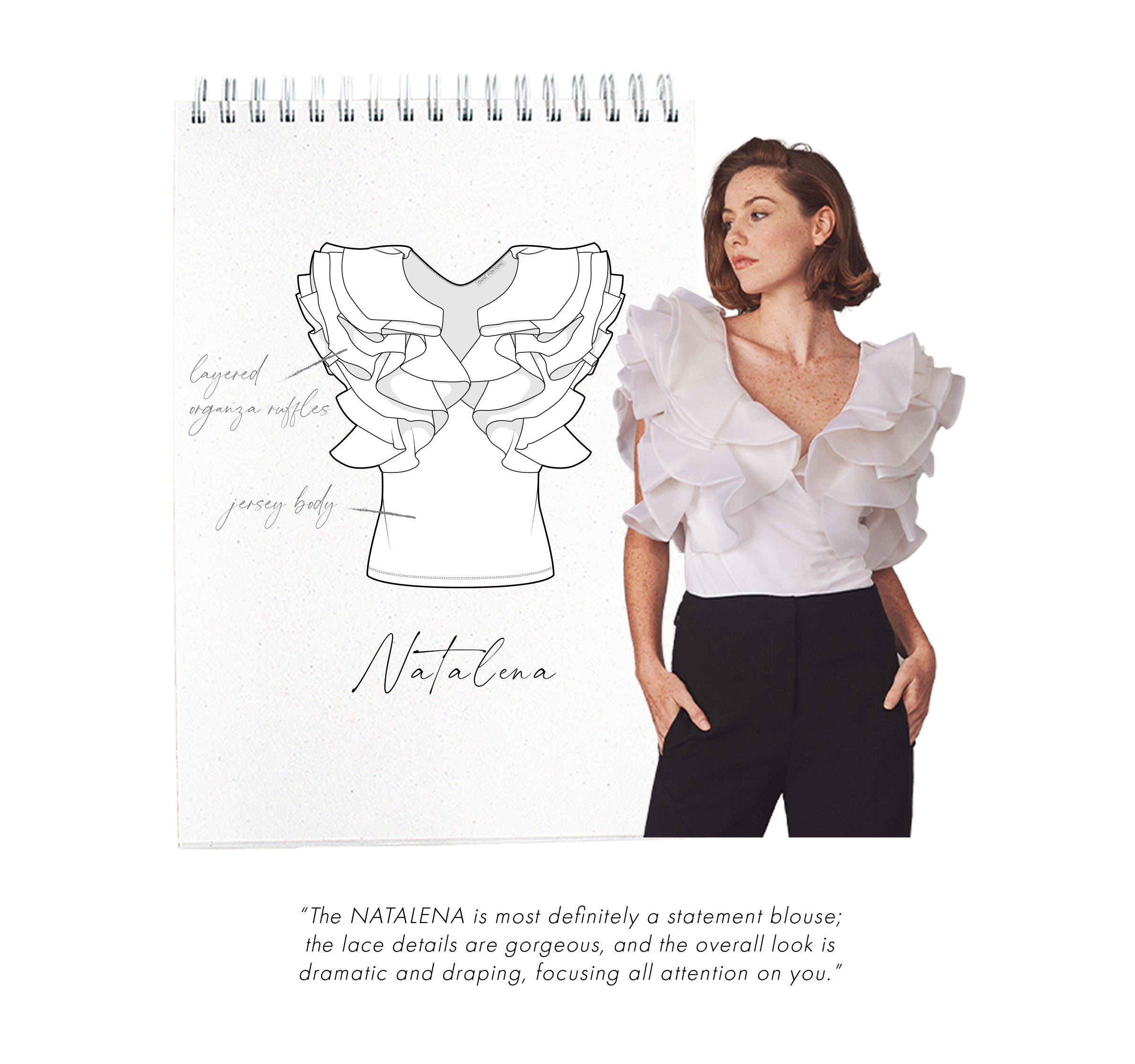 Discover the NATALENA White Pima Jersey Shirt With Flounced Organza Sleeves from ANNE FONTAINE