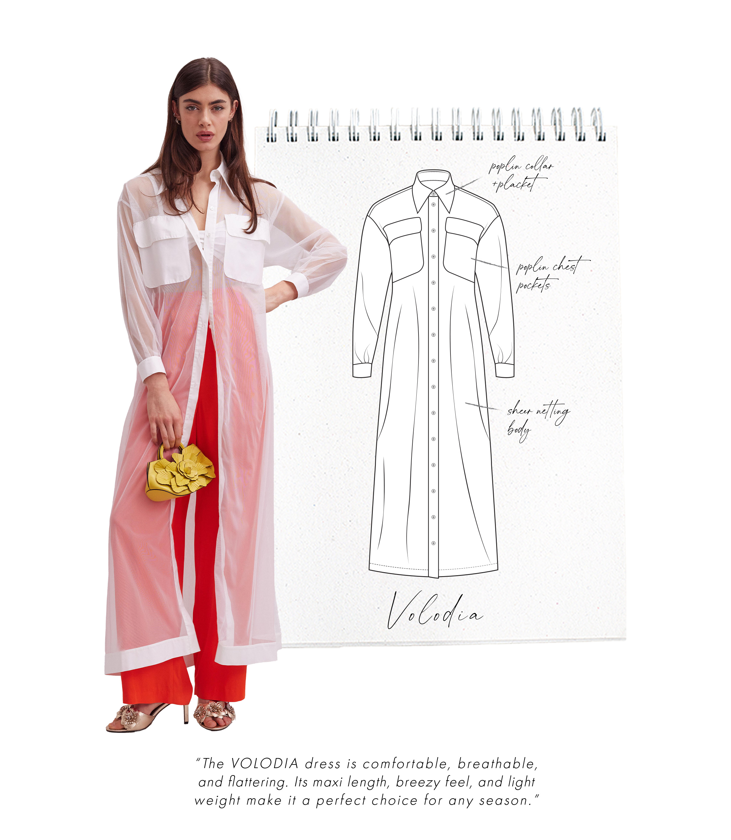 Discover the VOLODIA Long Length Maxi Dress in a Sheer Net Fabric from ANNE FONTAINE