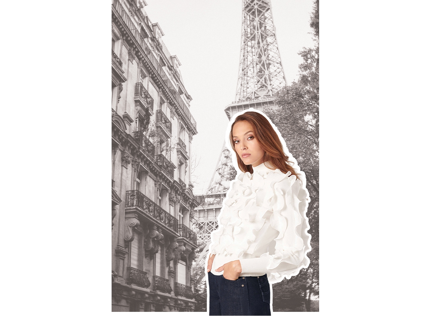 Discover the SIDALINE Long sleeve knitted sweater with pleated ruffles in white from ANNE FONTAINE