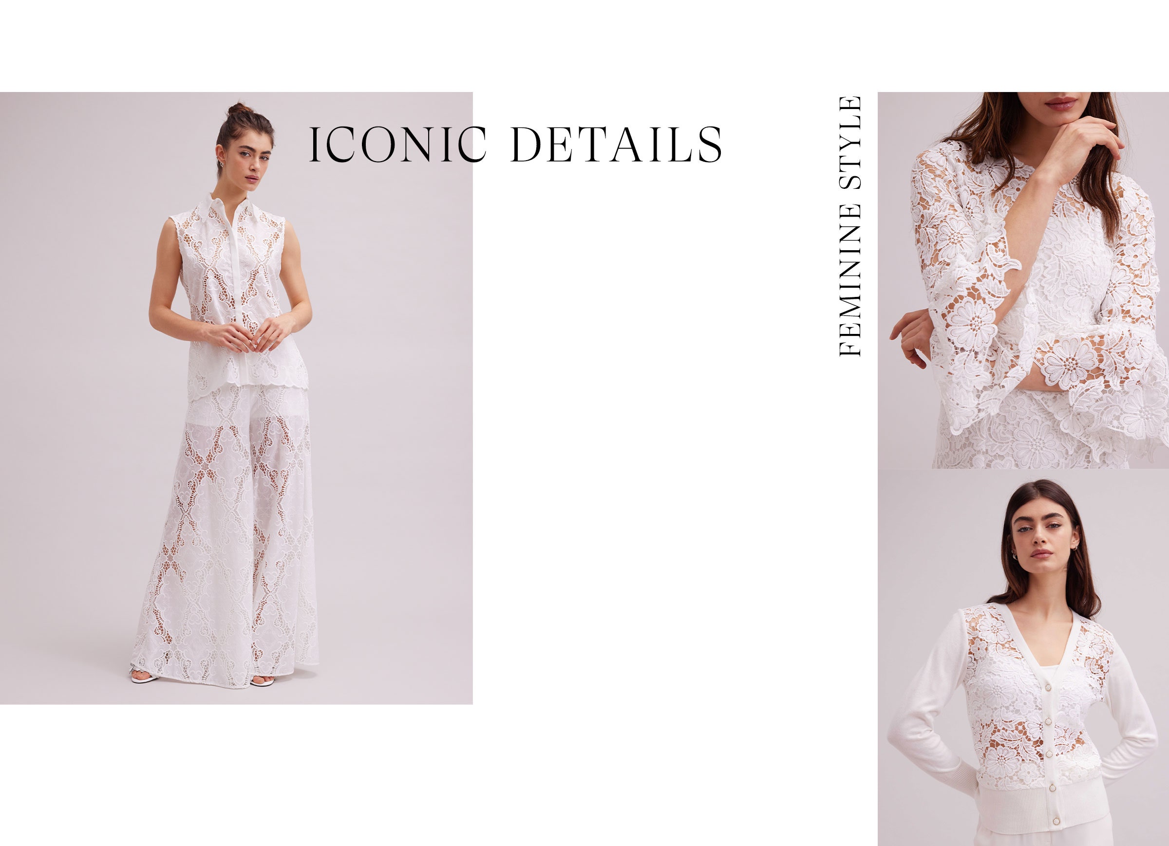 Fresh yet nostalgic, airy and soft. Lace and eyelet embroidery lends both lightness and structure to new signature silhouettes, featured in fresh white for spring.