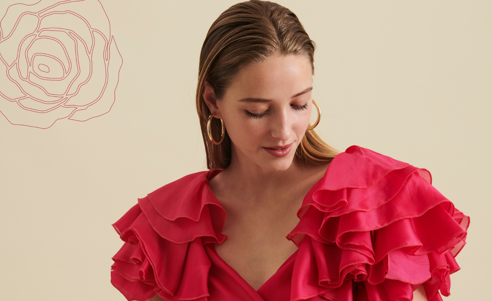 Discover the LUZ blouse with ruffled sleeve in pink from ANNE FONTAINE