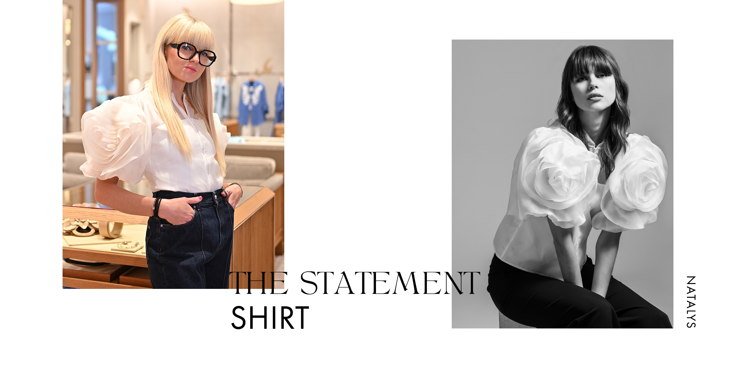 Discover the Natalys White Silk Organza Blouse With Flower-Shaped Sleeves from designer ANNE FONTAINE